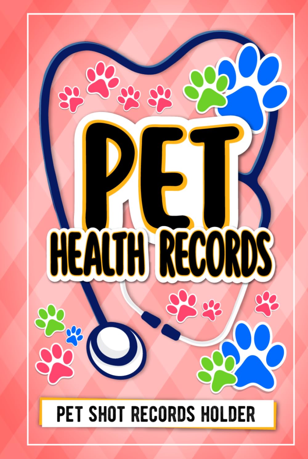 Pet Shot Records Holder Pink Color Hardcover design: Pet Health Records and Dog Vaccination Record Book, Dog Immunization Log, Shots Record Card, ...