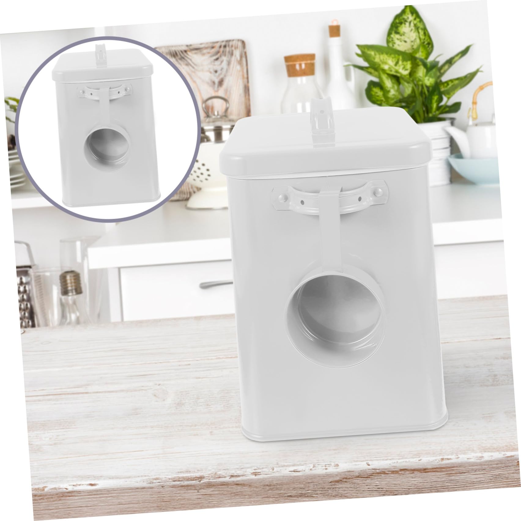 Contenitore Mantiene Cibo Asciutto e Igienico per Alimenti per Animali Domestici in Ferro Bianco, Grande Capacità per Cucina e Pet Food
