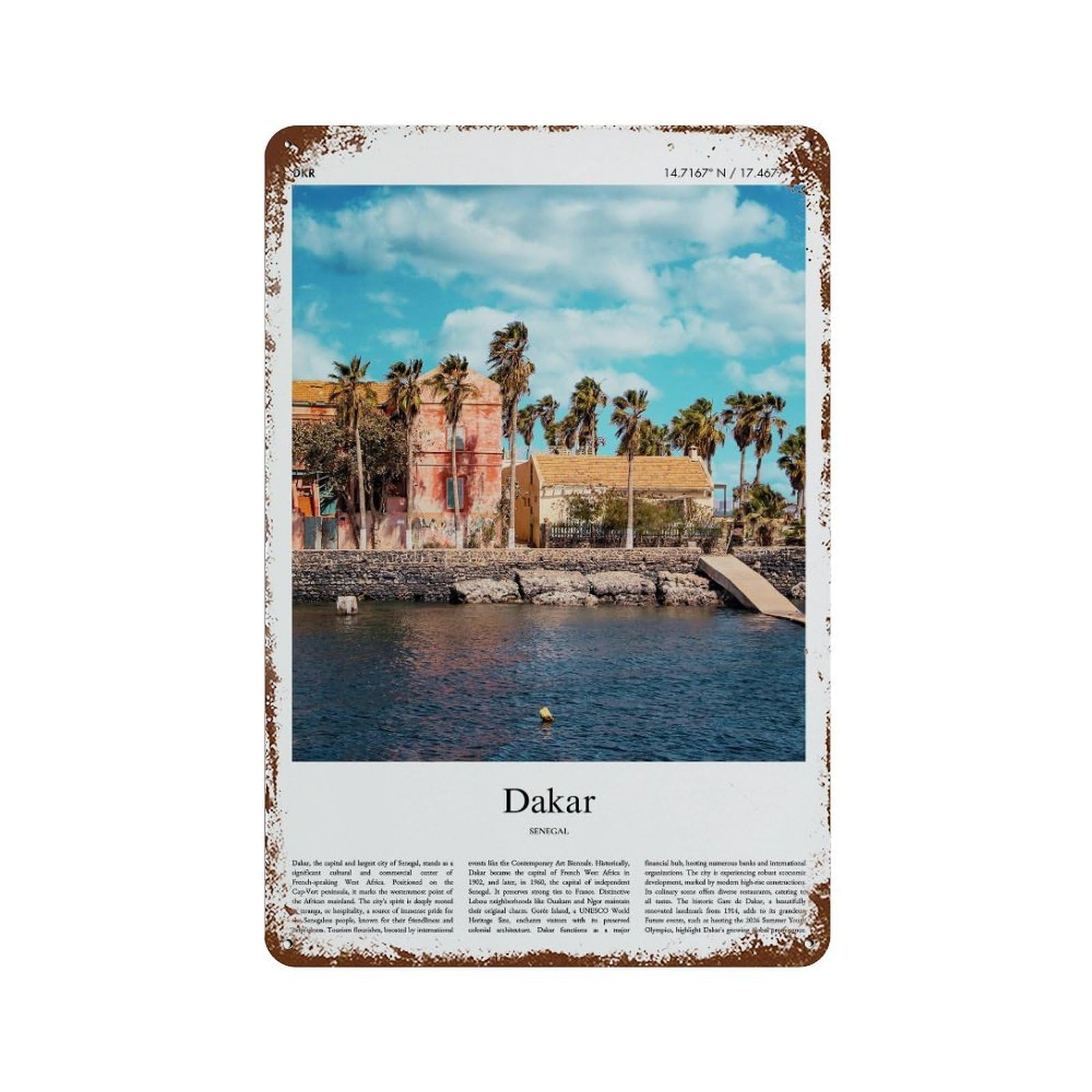 xiaoxiaoshen Dakar Senegal City Scenery Wall Decor Art Metal Tin Poster Modern Home Decor Art Home Bar Shop Decorations Vintage Sign 30x20cm