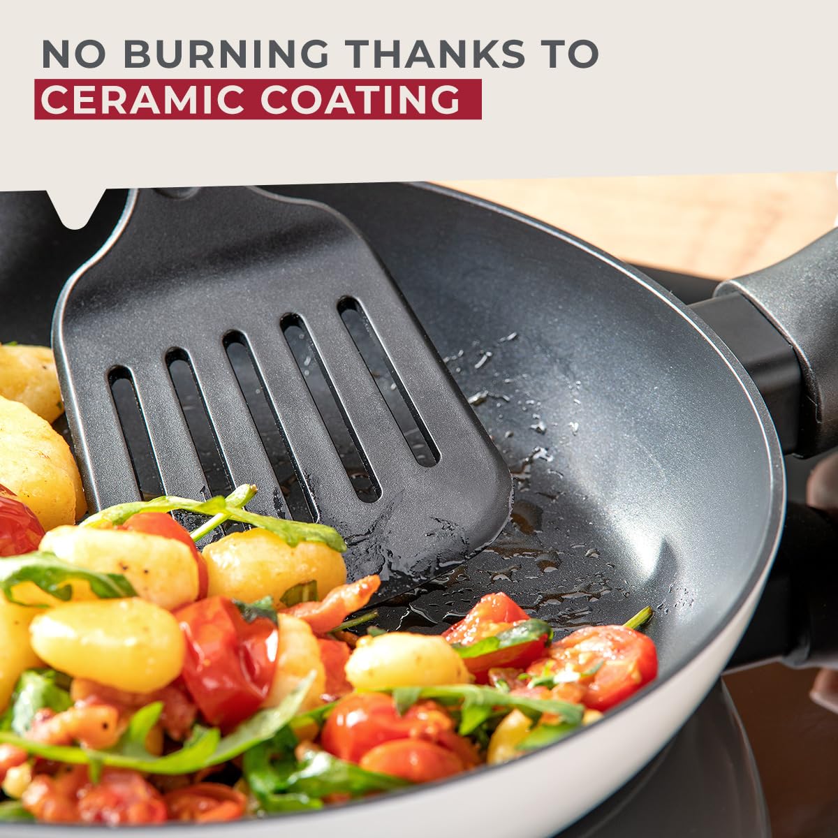 Fackelmann ARCADALINA 24cm Frying Pan, Recycled Aluminium, Non-Toxic Non-Stick PFAS Free Ceramic Coating - Image 4