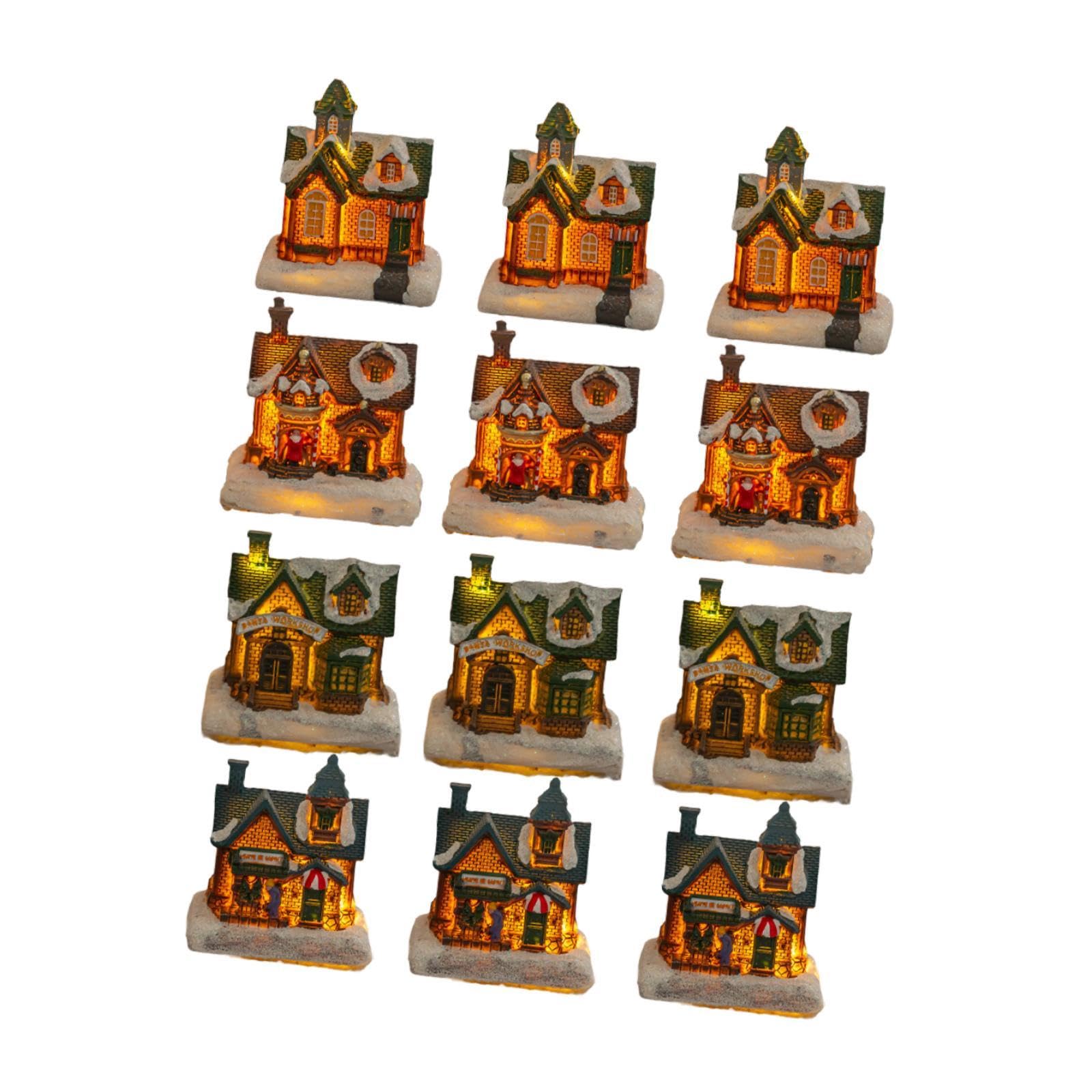 12x Adornos Navideños para Casas de Nieve Decoración Navideña Figura Decorativa Coleccionable Escritorio Fiesta Boda Escultura de