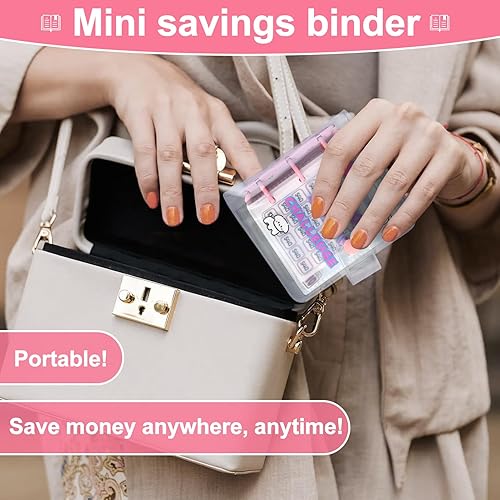 Miniatura 2 de AIERSA Mini carpeta con sobres de efectivo, carpeta portátil para ahorrar dinero, organizador de libros para 1000 rellenos de efectivo,