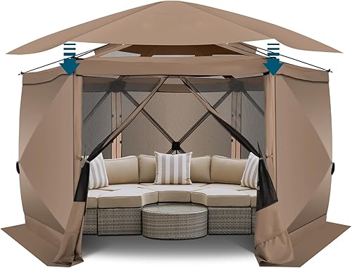 Miniatura 20 de COBIZI Tienda de campaña de 10 x 10 pies para camping, toldo de camping desplegable con paredes laterales, tienda de campaña portátil para