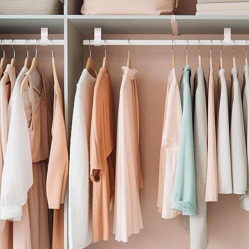 Vista 22 de Hicarer 2 soportes de barra de armario de metal resistente para montaje en pared con tornillos, soporte de poste de armario para sala de estar