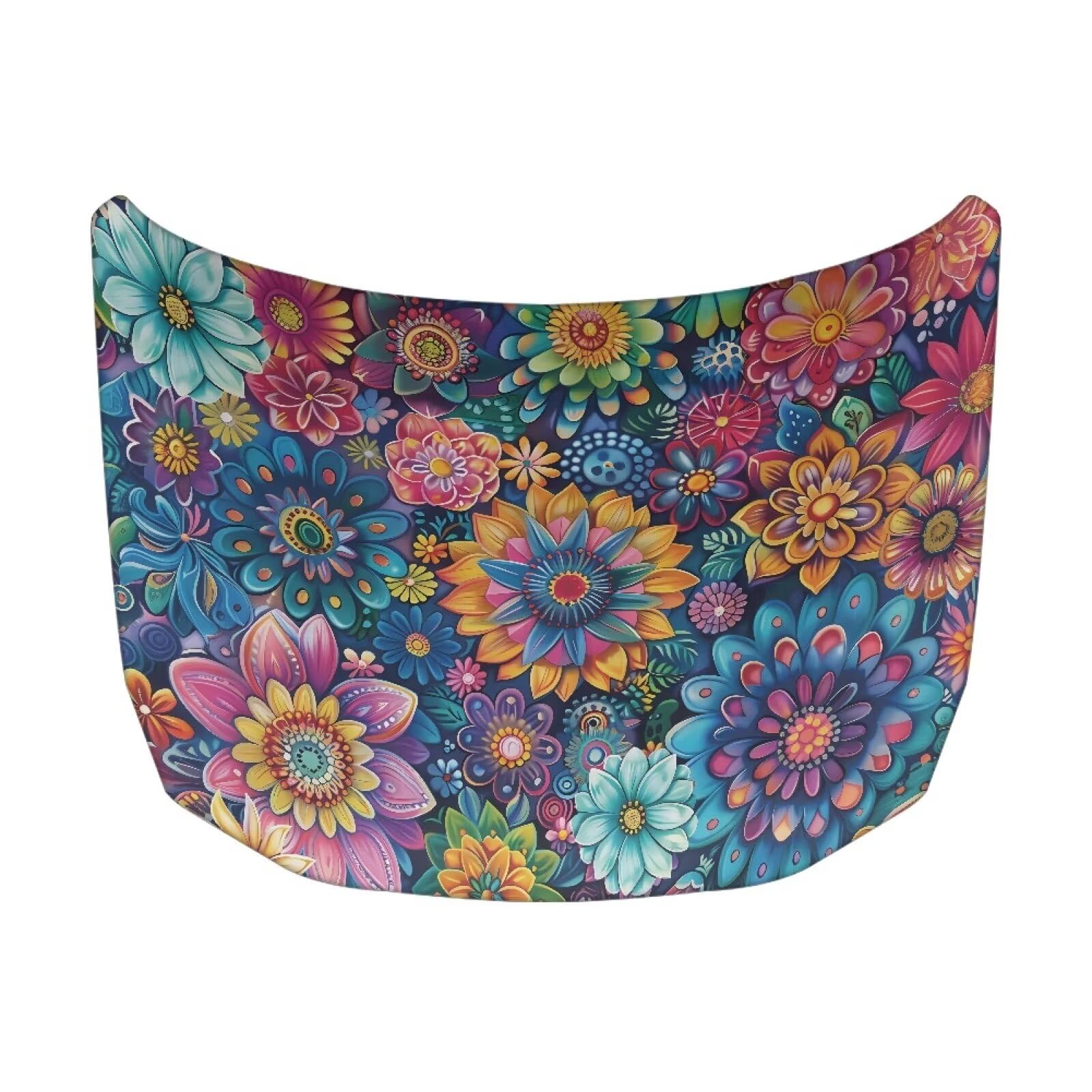Bohemian Flower Car Hood Cover, Stretch Polyester Car Hood Protector Removable Automotive Accessories Suitable Most Auto Sedans Trucks Pickup Sports Cars