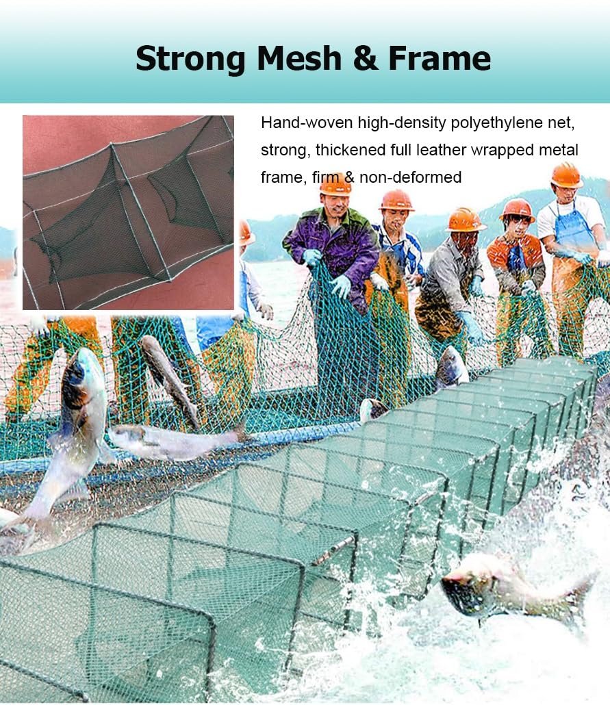 2 trampas de Cebo for camarones y cangrejos de 7,9 a 52,5 pies de Largo, trampas for Peces, Red de Pesca, Captura automáticamente más Peces fácilmente