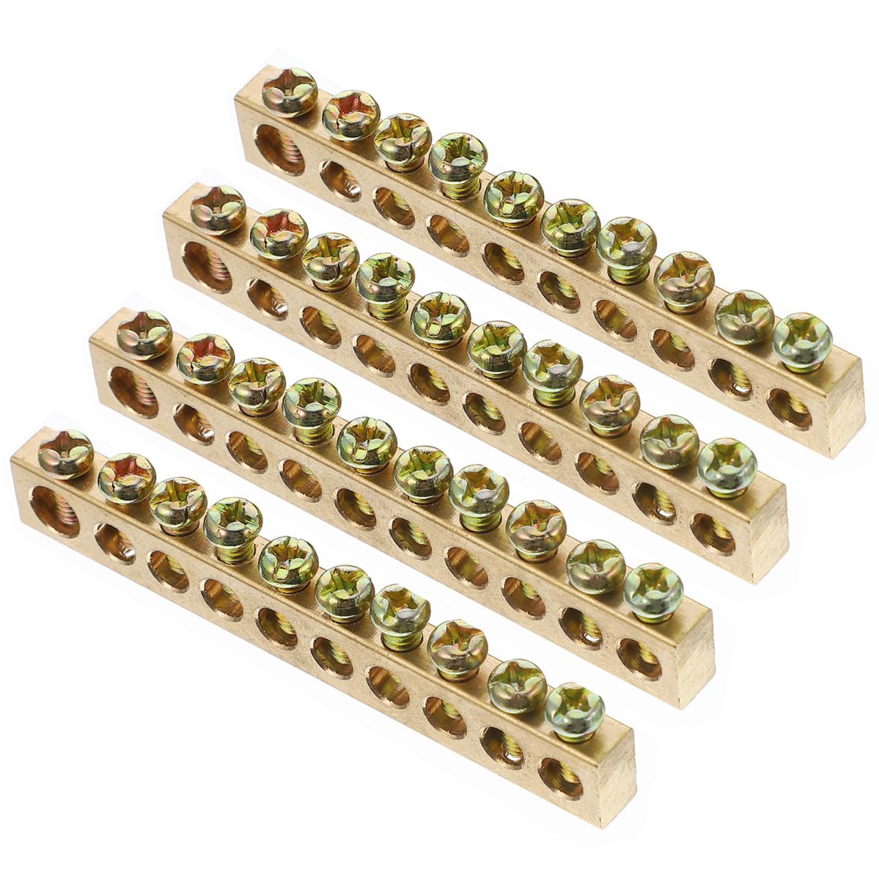 TEHAUX Copper Terminal Connectors 7.5 Inch 10-Position Screw Terminal Ground Neutral Bar for Electrical Distribution Panel