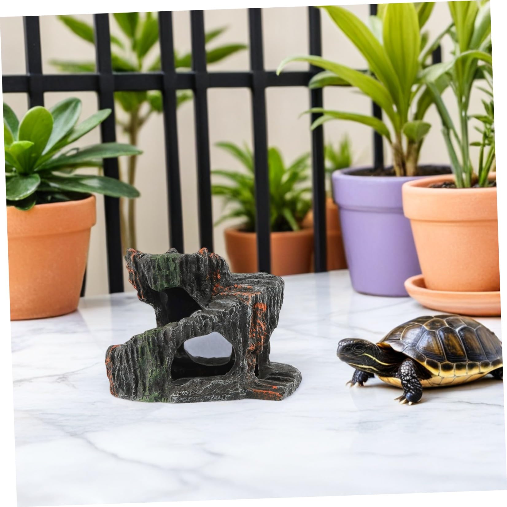 HEALLILY Piattaforma per Tartarughe d'Acqua in Resina, Piattaforma da Basking Facile da Scalare per Rettili e Tartarughe in Soggiorno o Studio