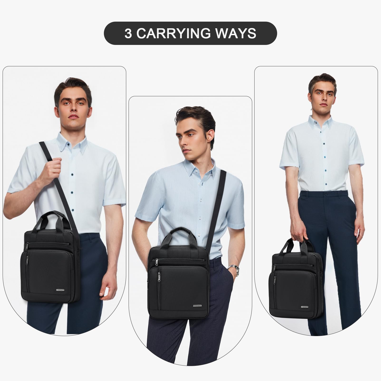 Borsello Uomo Tracolla Grande, Impermeabile Oxford Borsa Tracolla 33x28x10cm Per Laptop da 14 Pollici Casuale Borse a Spalla Uomo Con Tracolla Regolabile Per Lavoro, Viaggi, Shopping