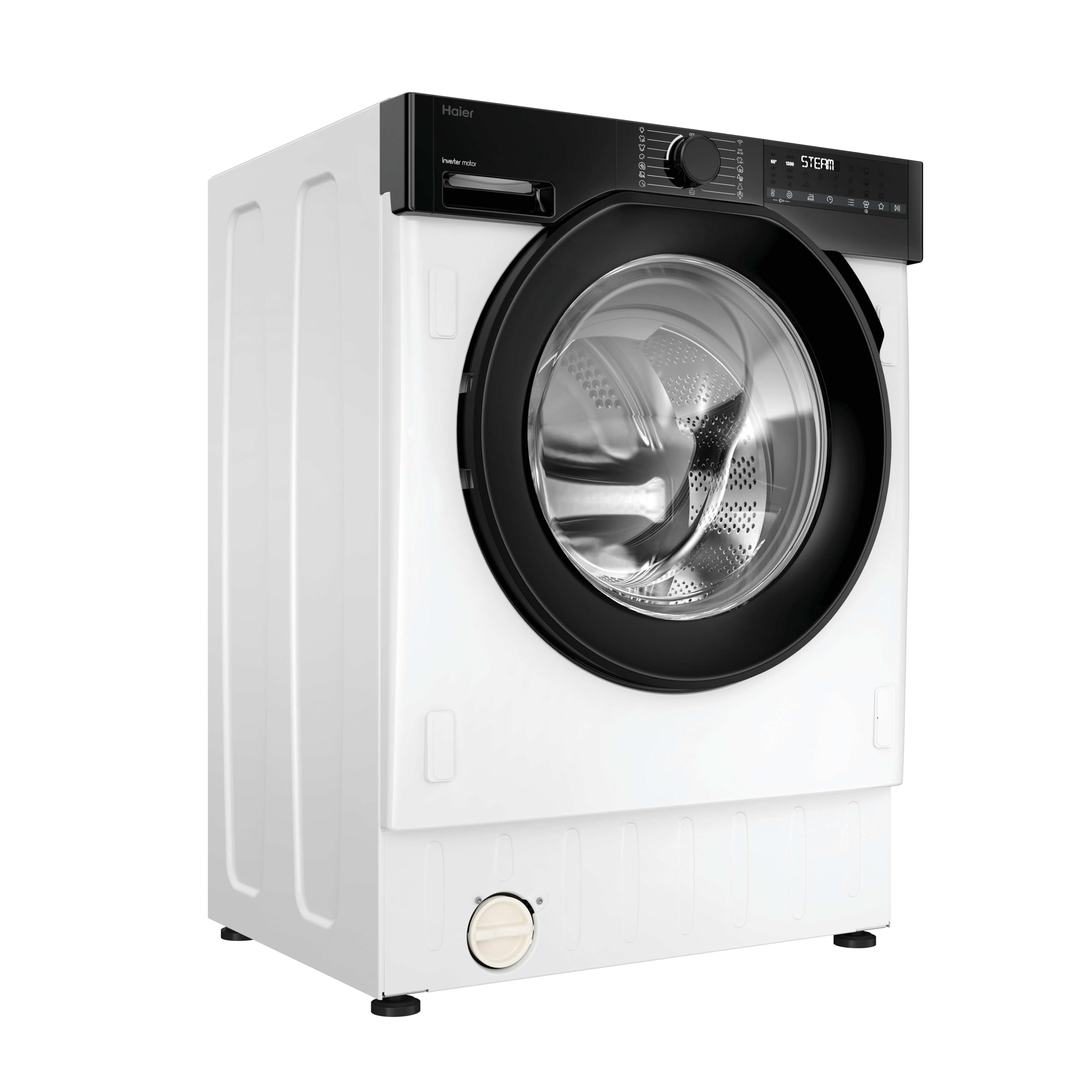 Haier BHA6S69M6DB9J-S - Lavadora Integrable Carga Frontal9KG, Clase A -30%, Función Vapor, Motor Inverter, Display Digital, 1600 RPM, Fin Diferido, Integración, 16 Programas, Blanco