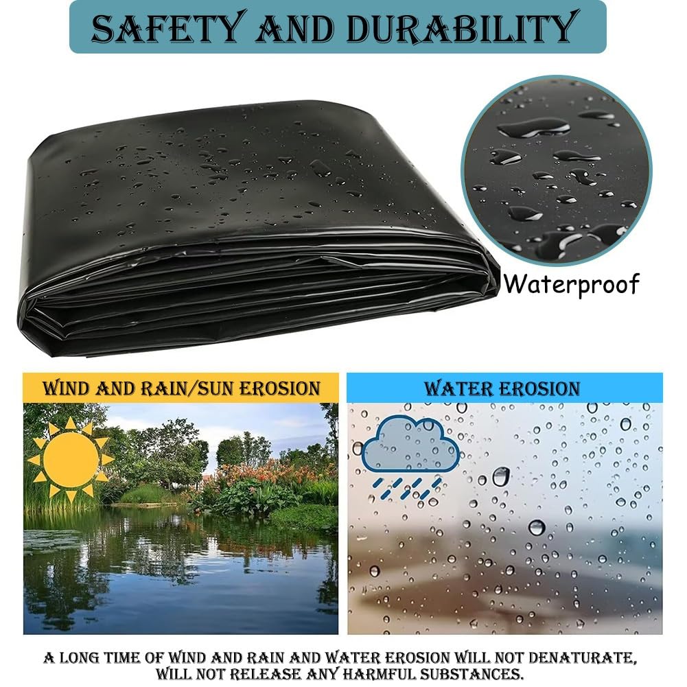 SOYDAN Revestimiento de Estanque, Lámina para Estanque de Peces Koi HDEP de Pulgada Resistente a Los Rayos UV de Fácil Corte, Lona Estanque para KOI o Peces y Paisajes Acuáticos(4.50x6.0m(15x20FT))