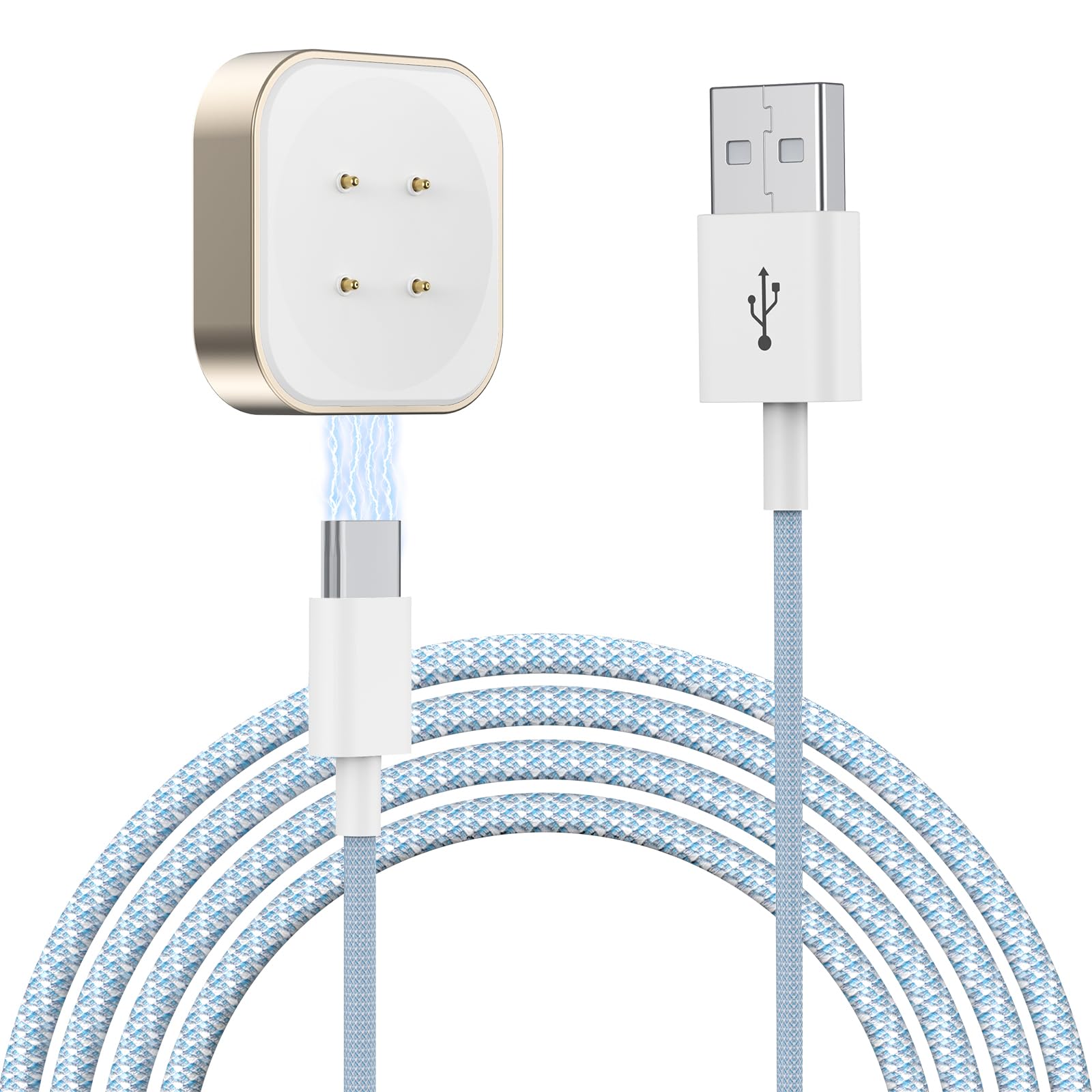 LVFANCharger for Pixel Watch 3/2, USB C Charging Cable Replacement Accessories, Magnetic Nylon Braided Charging Dock for Google Pixel Watch 3/2, Fitbit Sense/Sense 2, Versa 3/4-1 Pack