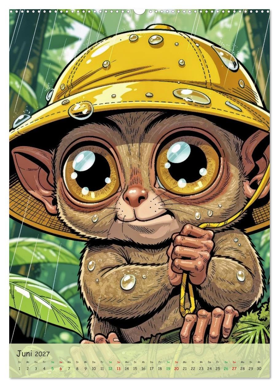 Lustige Koboldmakis - Comic (hochwertiger Premium Wandkalender 2027 DIN A2 hoch), Kunstdruck in Hochglanz: Winzige Wirbelwinde mit Riesenaugen, klein, ... Lacher auf den ersten Blick. (CALVENDO Spass)