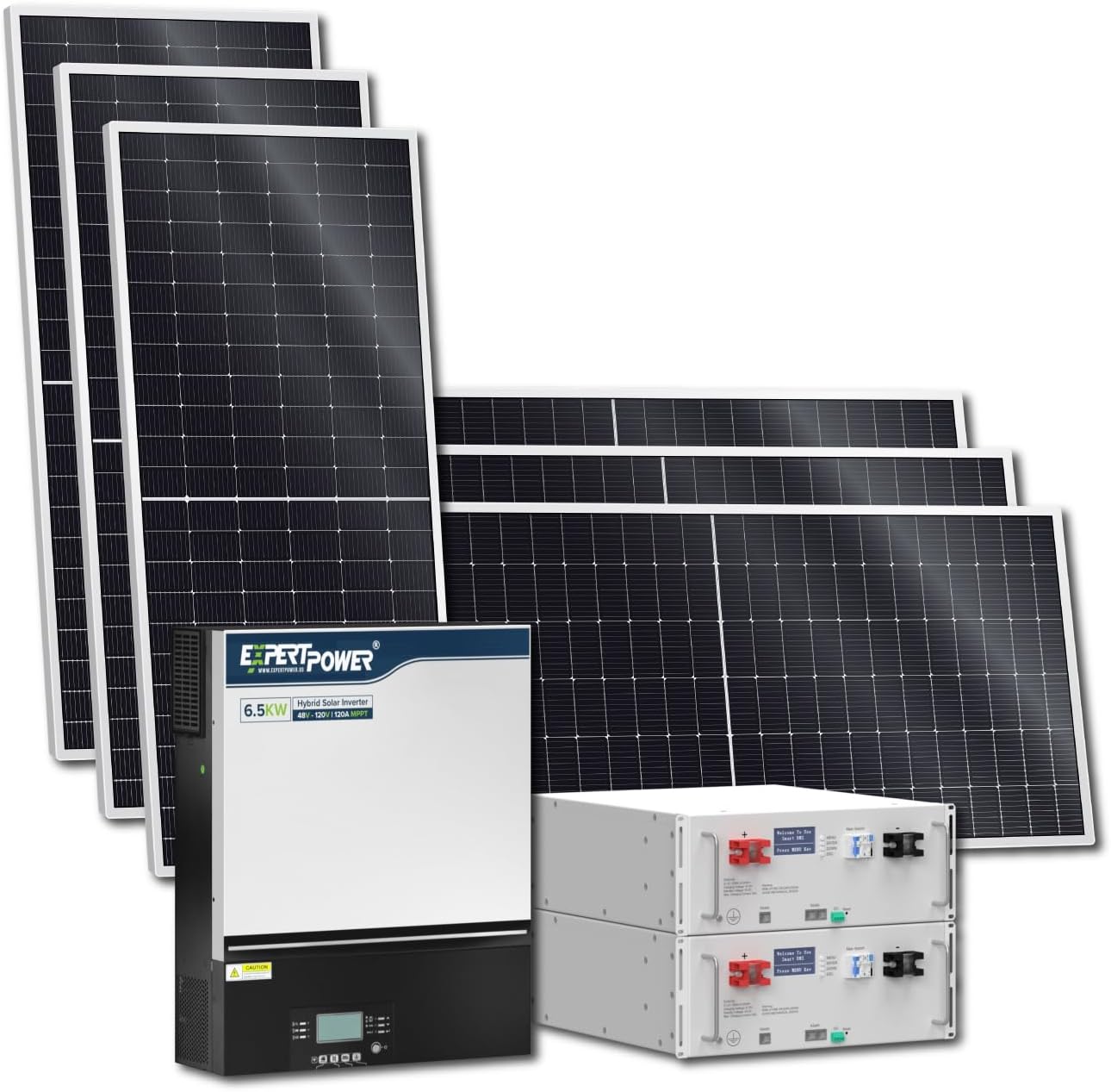 ExpertPower 10KWH 3240W 48V-120V Solar Power System Kit | LiFePO4 48V 200Ah Battery, 3240W Solar Panels, 6.5KW Hybrid Solar Inverter, 120A MPPT Controller | Off Grid, Residential, Home, Cabin, Back Up