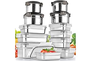 Nestable 12PC 304 Stainless Steel Tupperware Food Containers with Lids