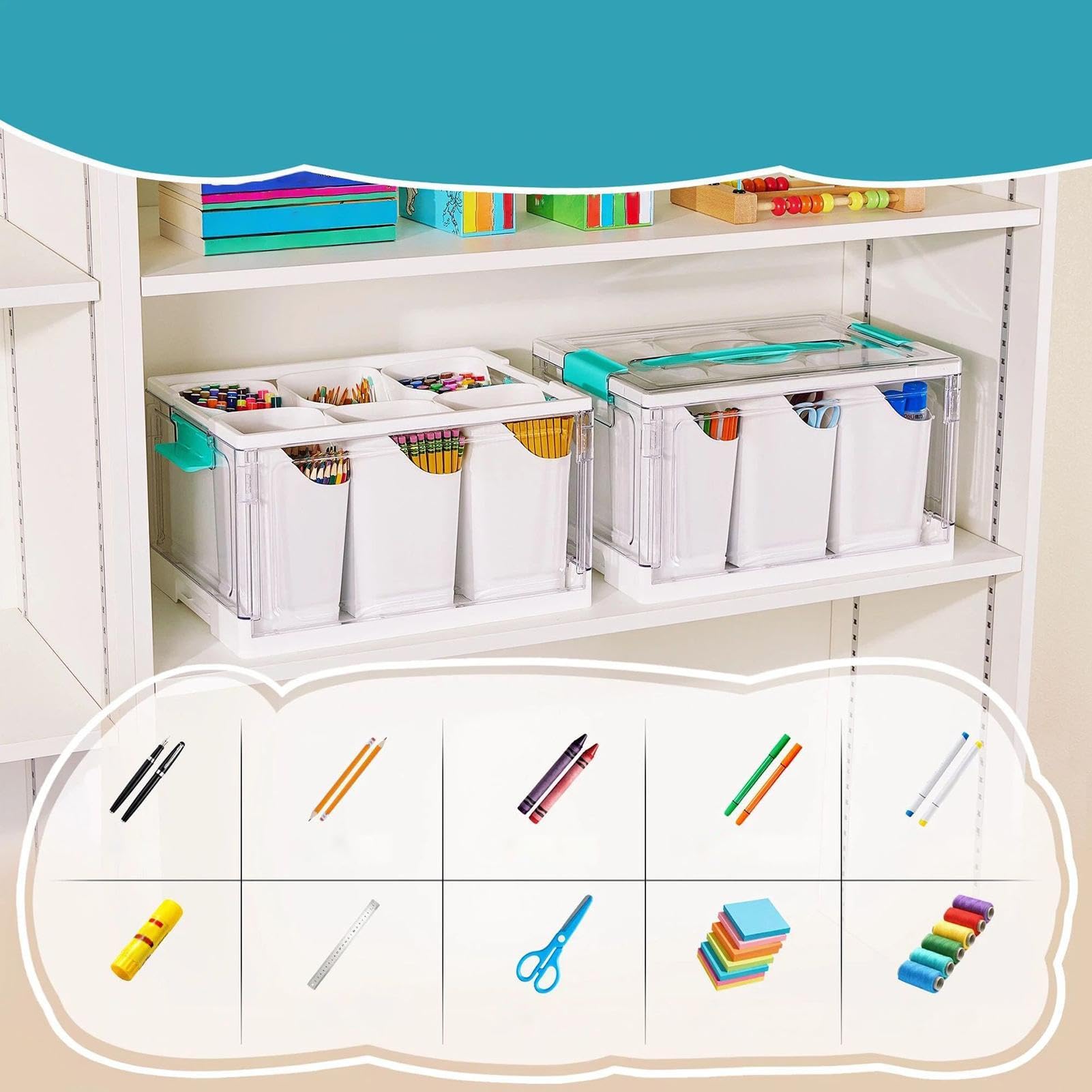 Portaoggetti Per Hobby Creativi Scatola Da 22,7 Litri Con Vassoi Rimovibili | Organizer Per Arti E Mestieri Per Ufficio Aula Camera Casa Scuola Cucina Bagno Armadio Dispensa Garage