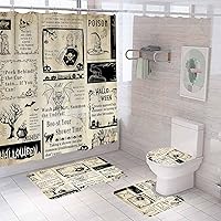 Vista 18 de 4PCS Halloween Shower Curtain Sets with Rugs, Bloody Handprint Shower Curtain, Waterproof Fabric White Shower Curtain, Gothic Spooky Scary Bloody