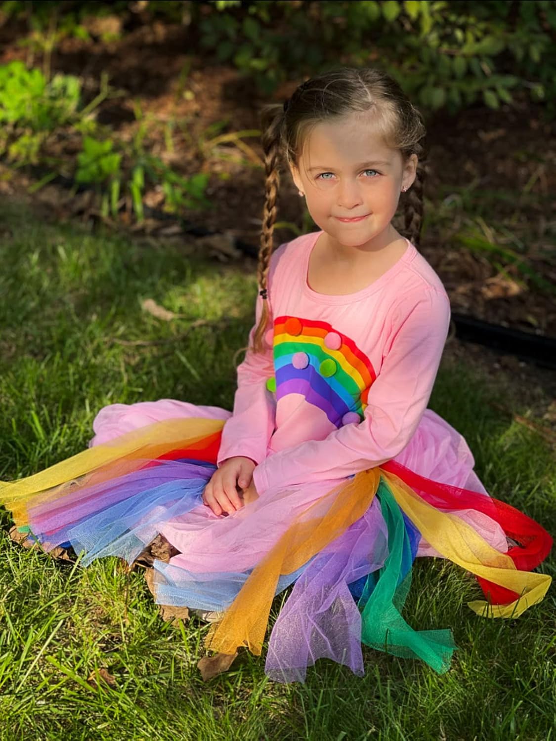 Girls Dress Long Sleeve Girl Rainbow Birthday Tulle Dresses Fall Winter Outfit 3-7 Years - Image 8