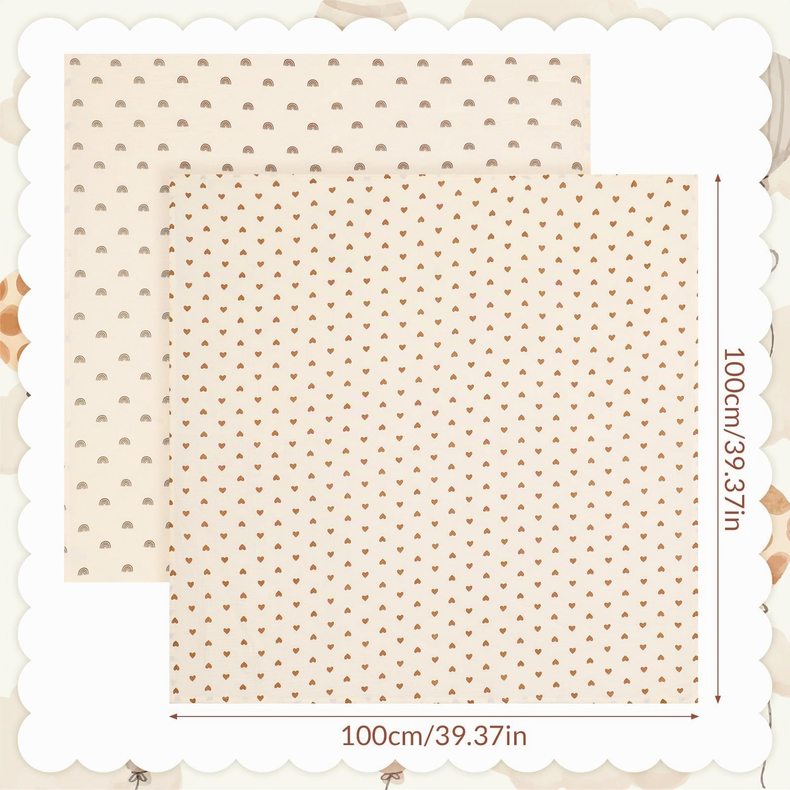 GSrenyu Lot de 2 chiffons en mousseline pour bébé 100 x 100 cm - Couverture d'emmaillotage - Grande mousseline - Essentiels pour nouveau-né