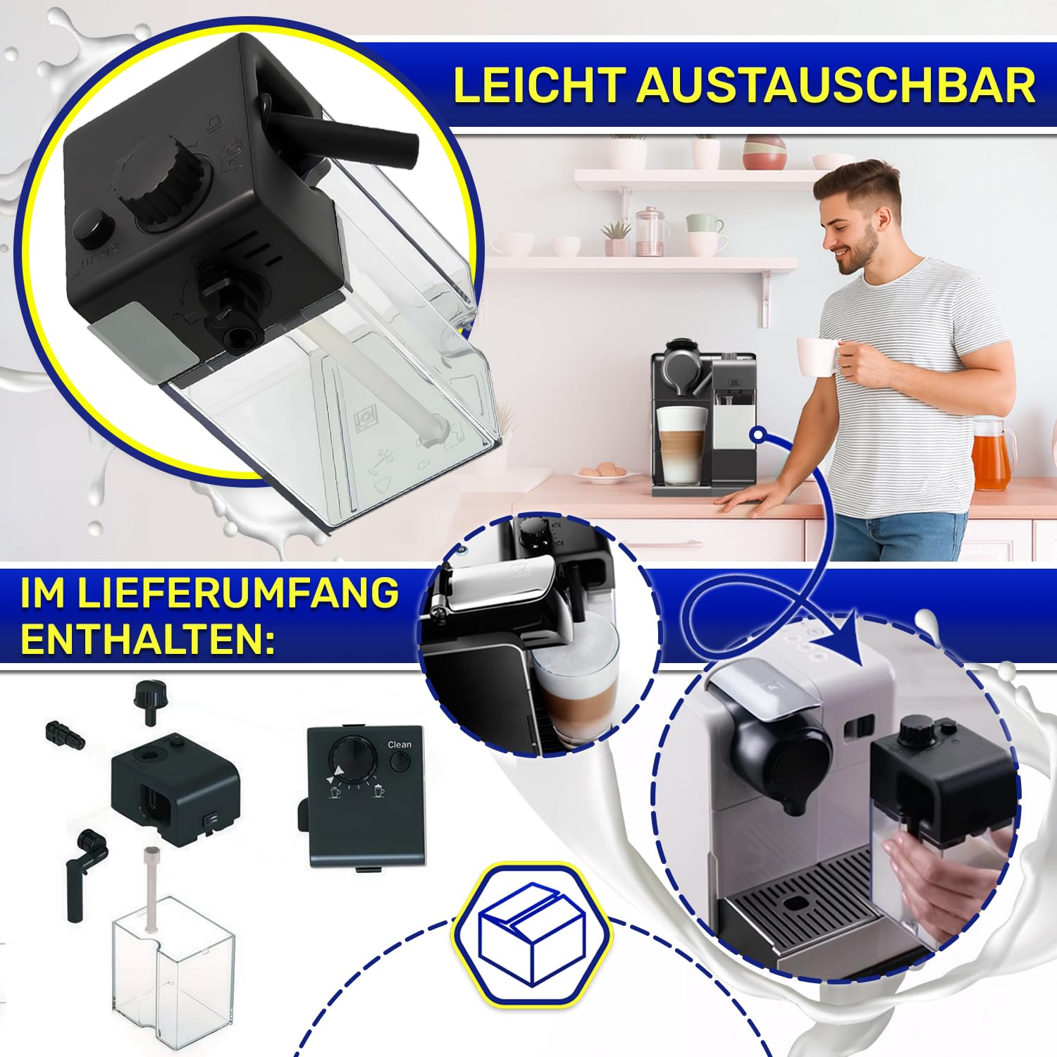 Milchbehälter für Kapselkaffeemaschine 7313250671 für DeLonghi
