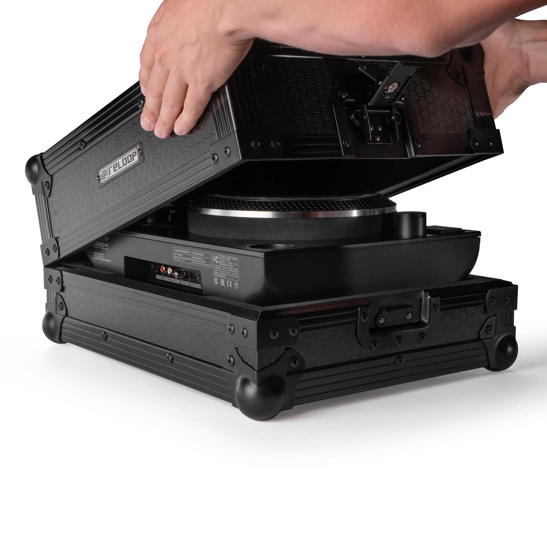 Reloop Premium RP-7 Turntable Case - Robuste Konstruktion mit kratzfester Hexa-Oberfläche in mattem Schwarz