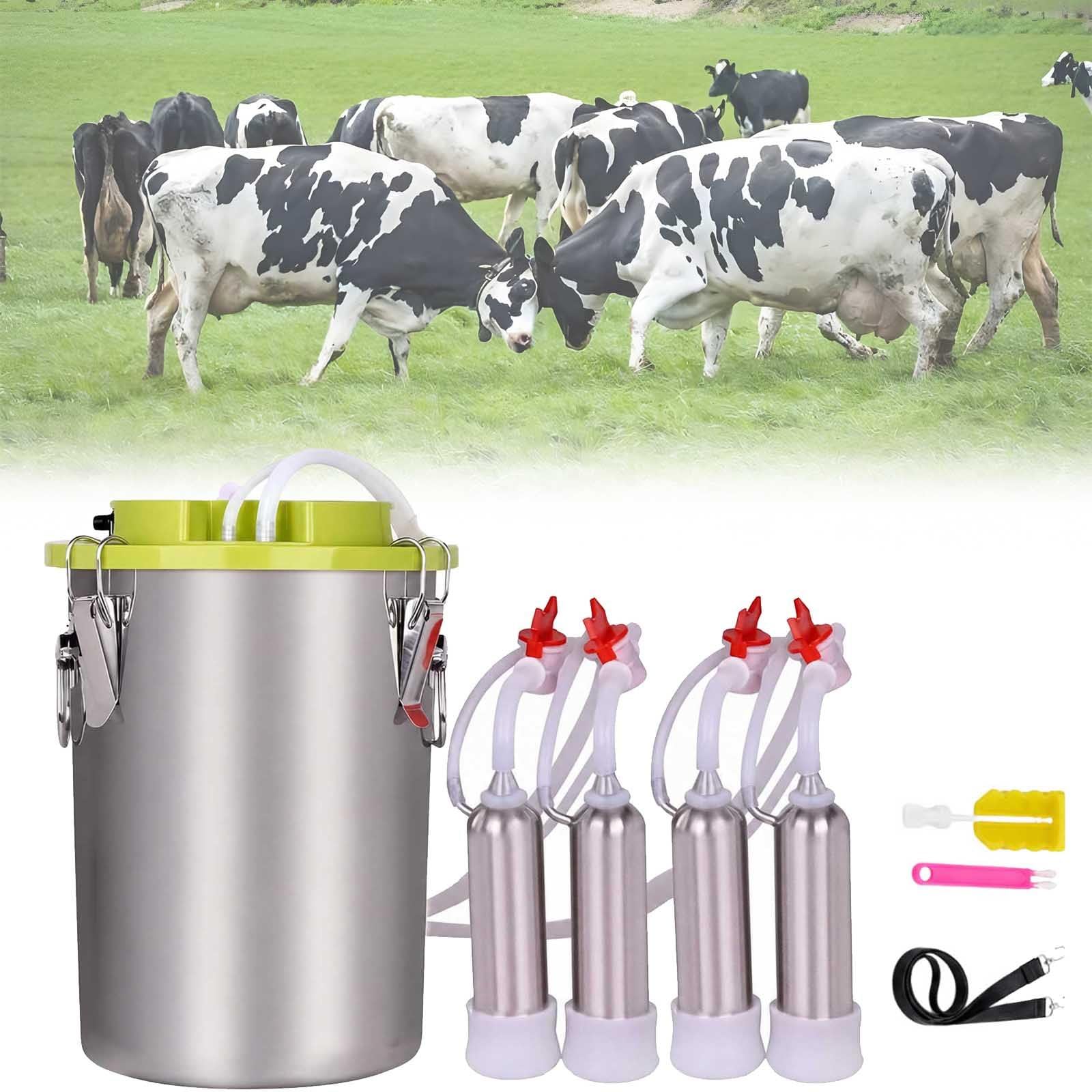 aromaoveite Cordless Milking Machine For Cows, 48w Electric Cow Milker With Adjustable Pulsation, 12l/16l 304 Stainless Steel Bucket And Auto Stop, Portable Dairy Farm Milking Equipment 16L-B