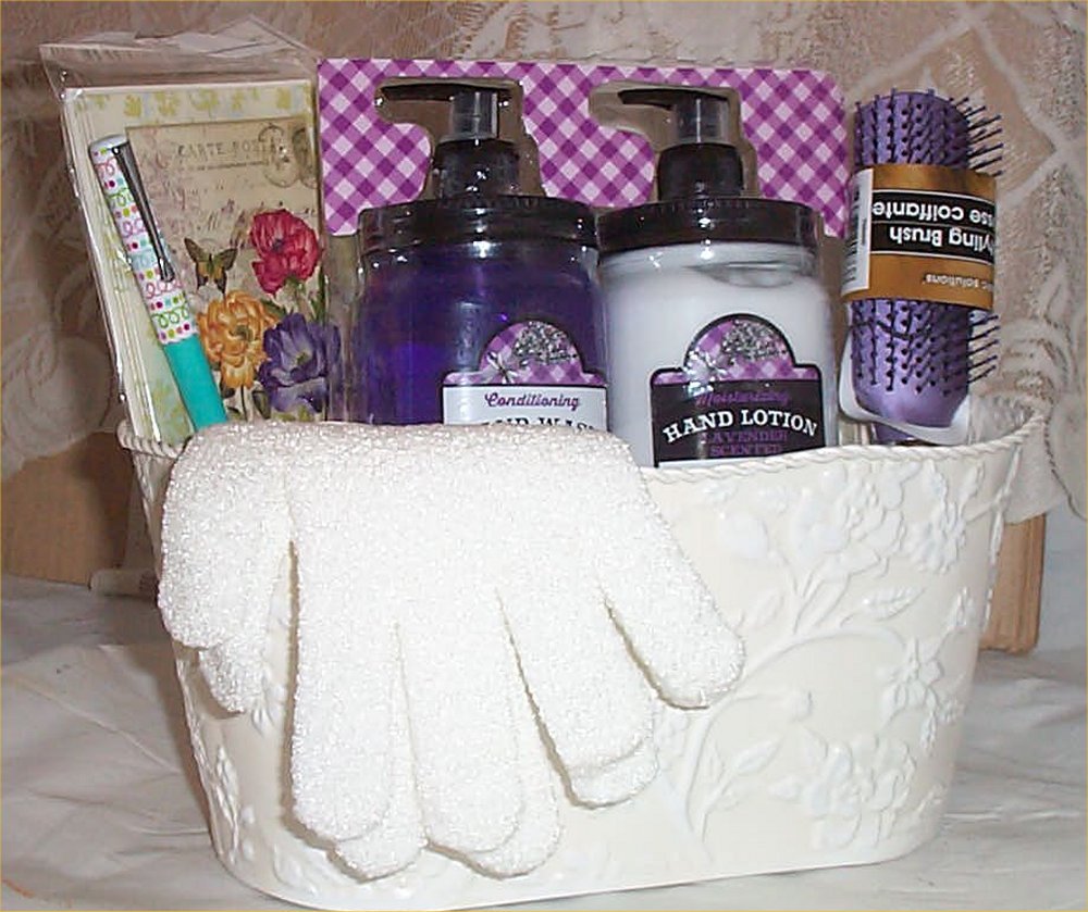 Gift Basket Mason Jar Lotion Soap Pump Hair Brush Note Cards Pen Nail Care
