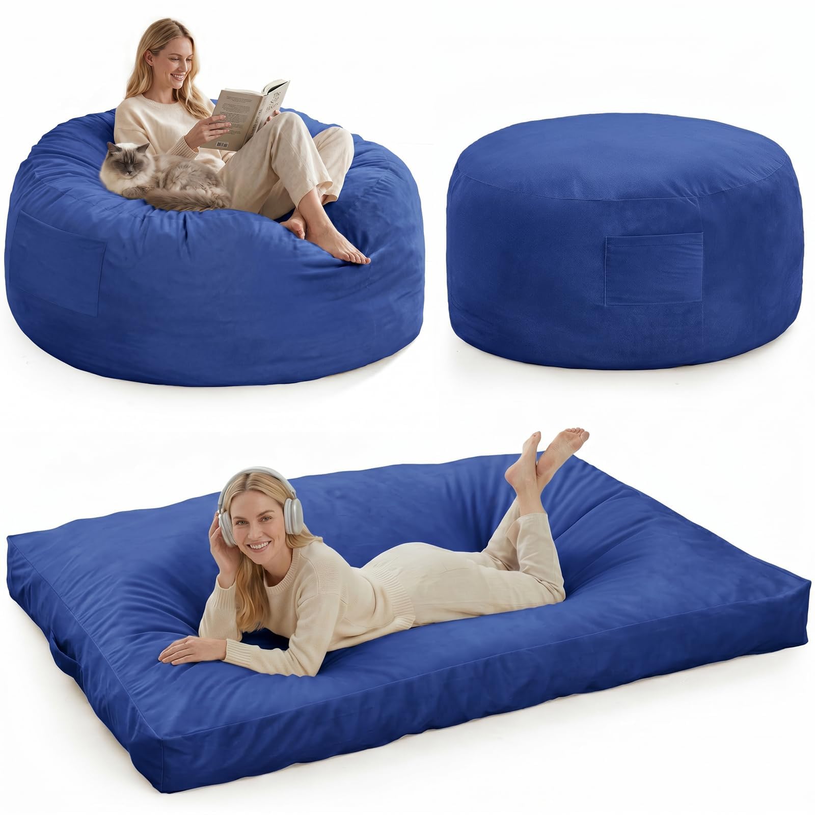 Pouf Lit Convertible En Velours Côtelé, Transformable En Matelas d’Appoint Ultra Confortable, Salon Utilisable, Canapé Rempli De Mousse, Fauteuil Lounge, Chauffeuse Gaming En Futon Matelas De Sol
