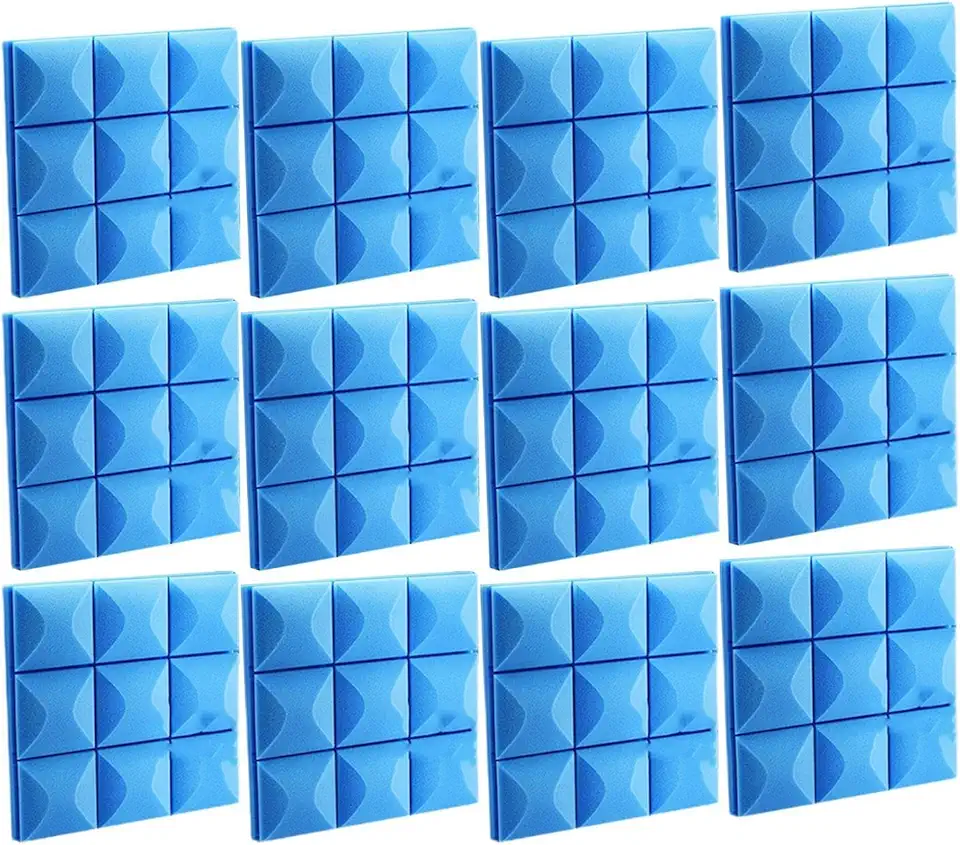 Conjunto de 12 Painéis Acústicos para Parede, à Prova de Som, com Absorção E Redução de Ruído. Painéis de Espuma Acústica para Estúdio de Música, Azul