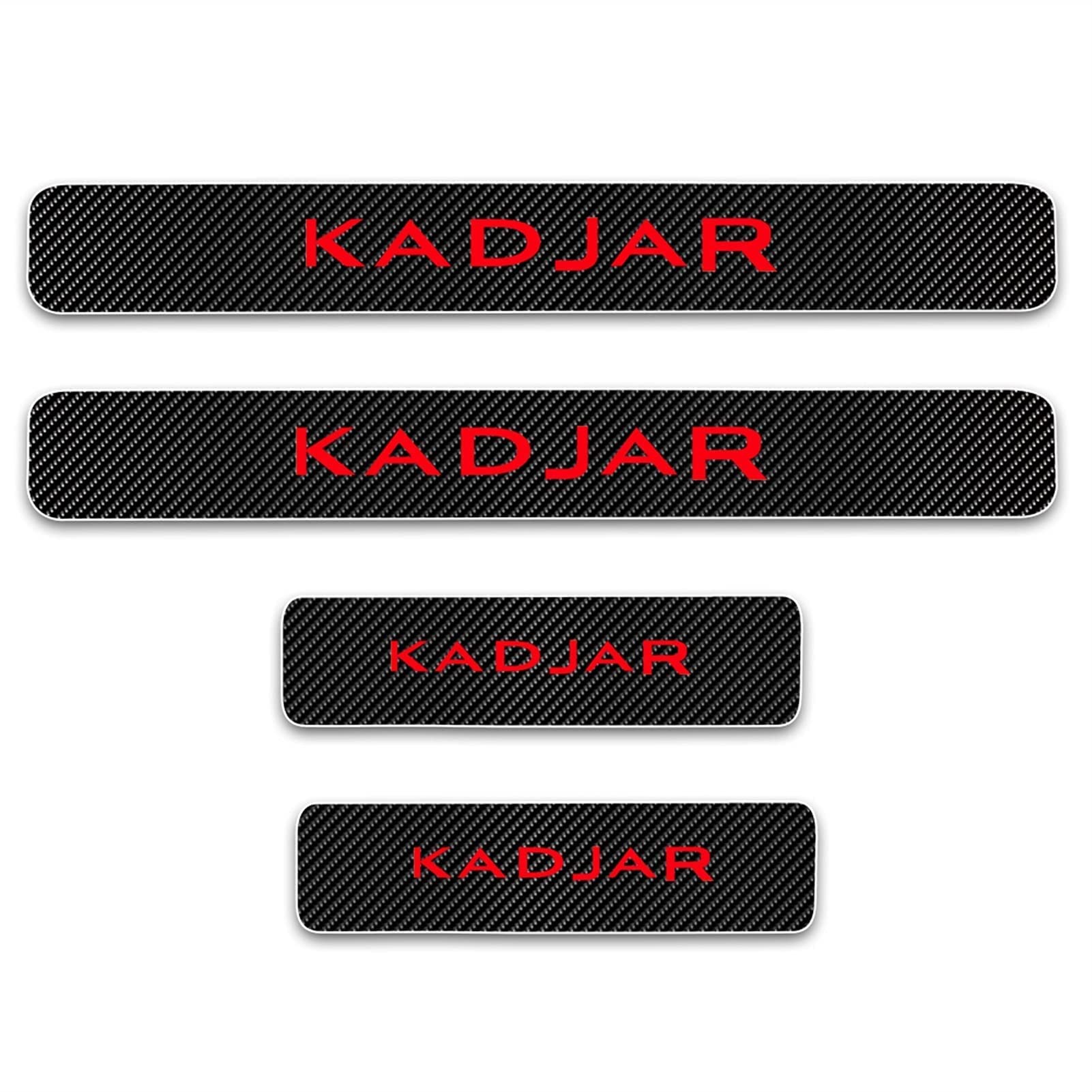 EAGLEG 4PCS Car Door Sill Protector for Ren-Ault KADJAR, Carbon Fiber Threshold Protective Stickers edge guards Self-Adhesive Film Kick Plate Cover Trim,Red
