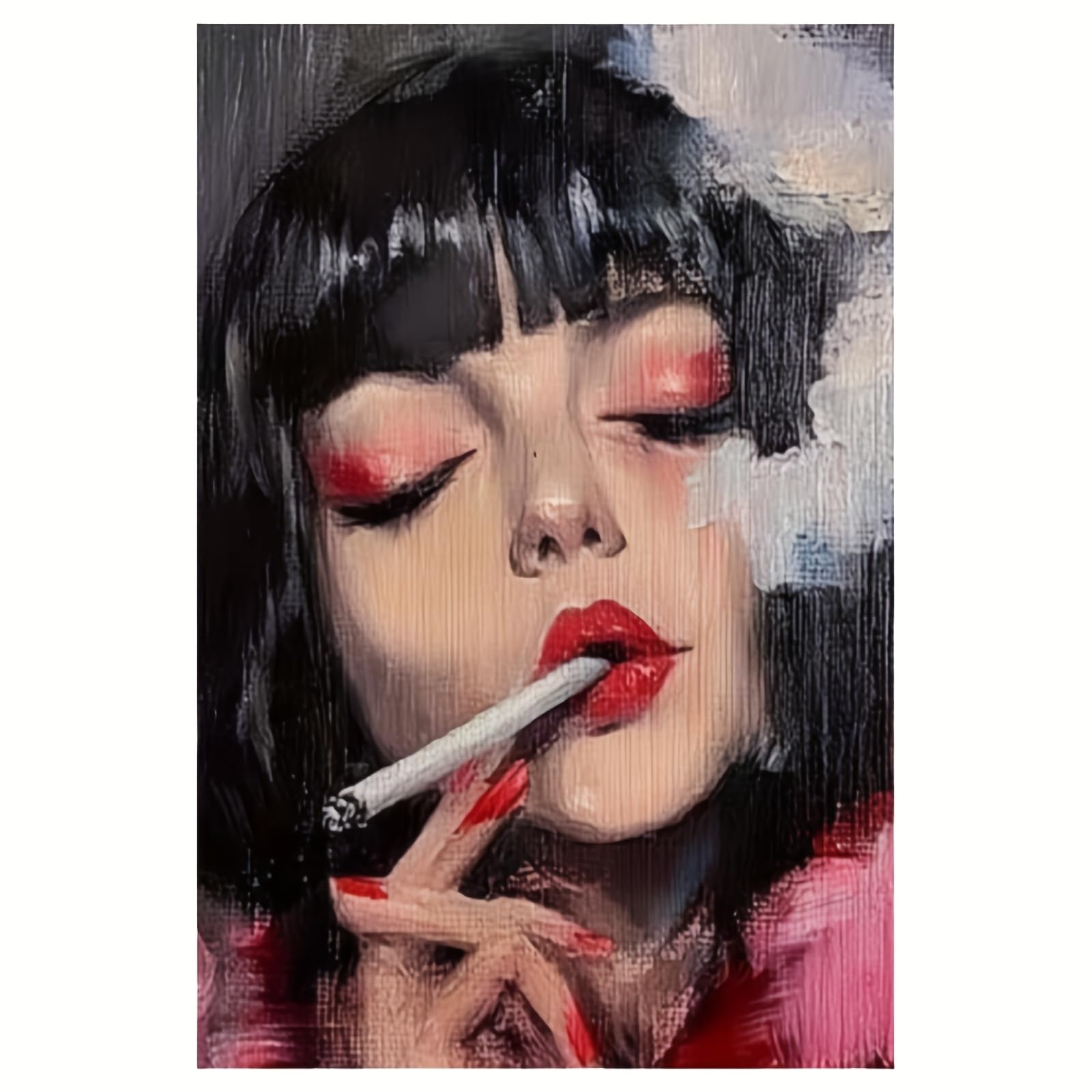 CWZBFEH 1pc Unframed Canvas Poster of a Smoking Woman, for Bedroom, Living Room(45x60cm/No frame)