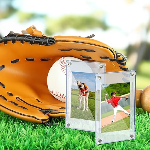 Miniatura 6 de Protector de tarjeta acrílico con tornillo, protector de tarjeta transparente de 35 PT para béisbol, fútbol, deportes, almacenamiento y exhibición