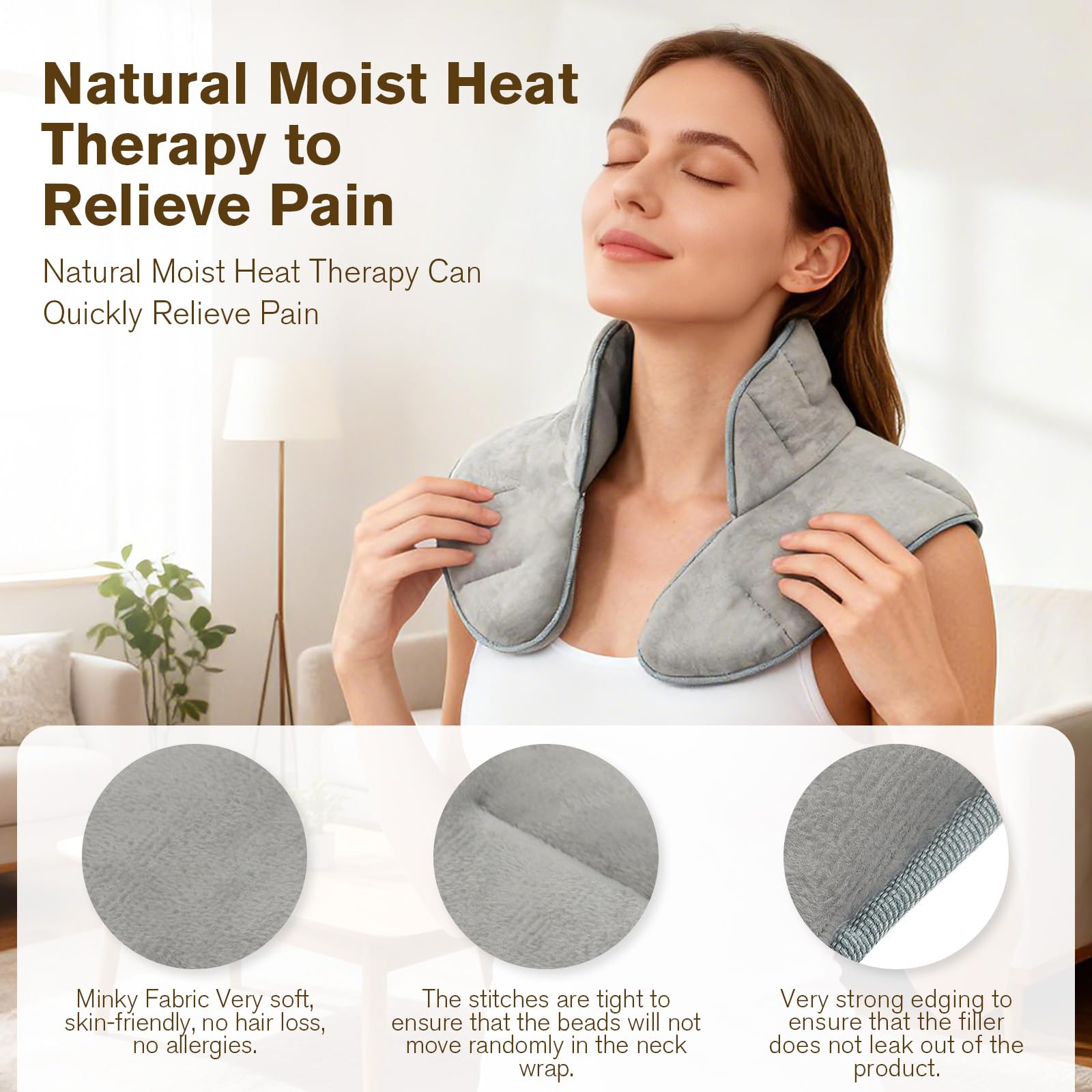 Coussin Chauffant Micro-ondes Cervical Gris Bouillotte Thermique Nuque