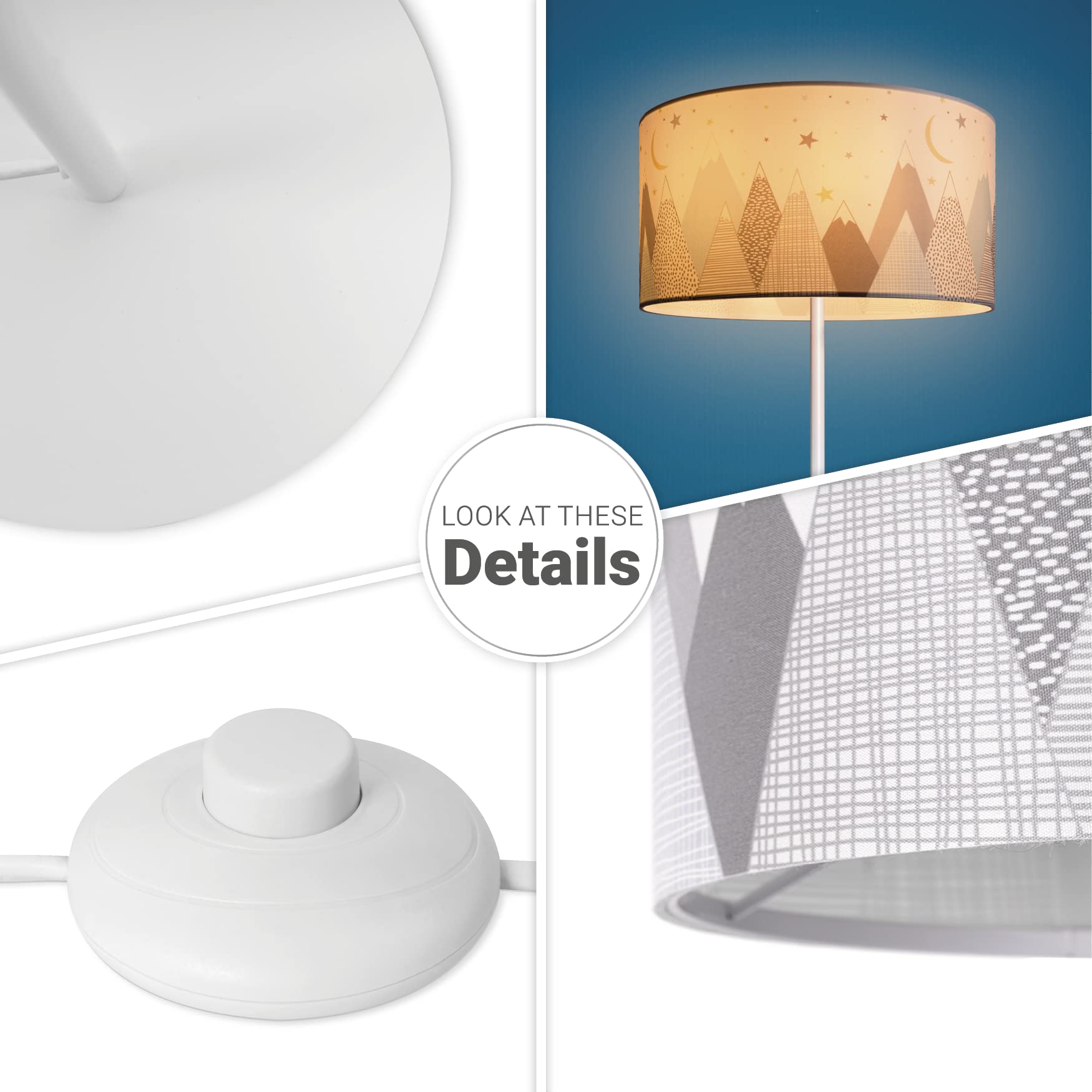 Paco Home Lampada A Soffitto Cameretta Dei Bambini Sospensione Paralume Tessuto Rotonda Stelle