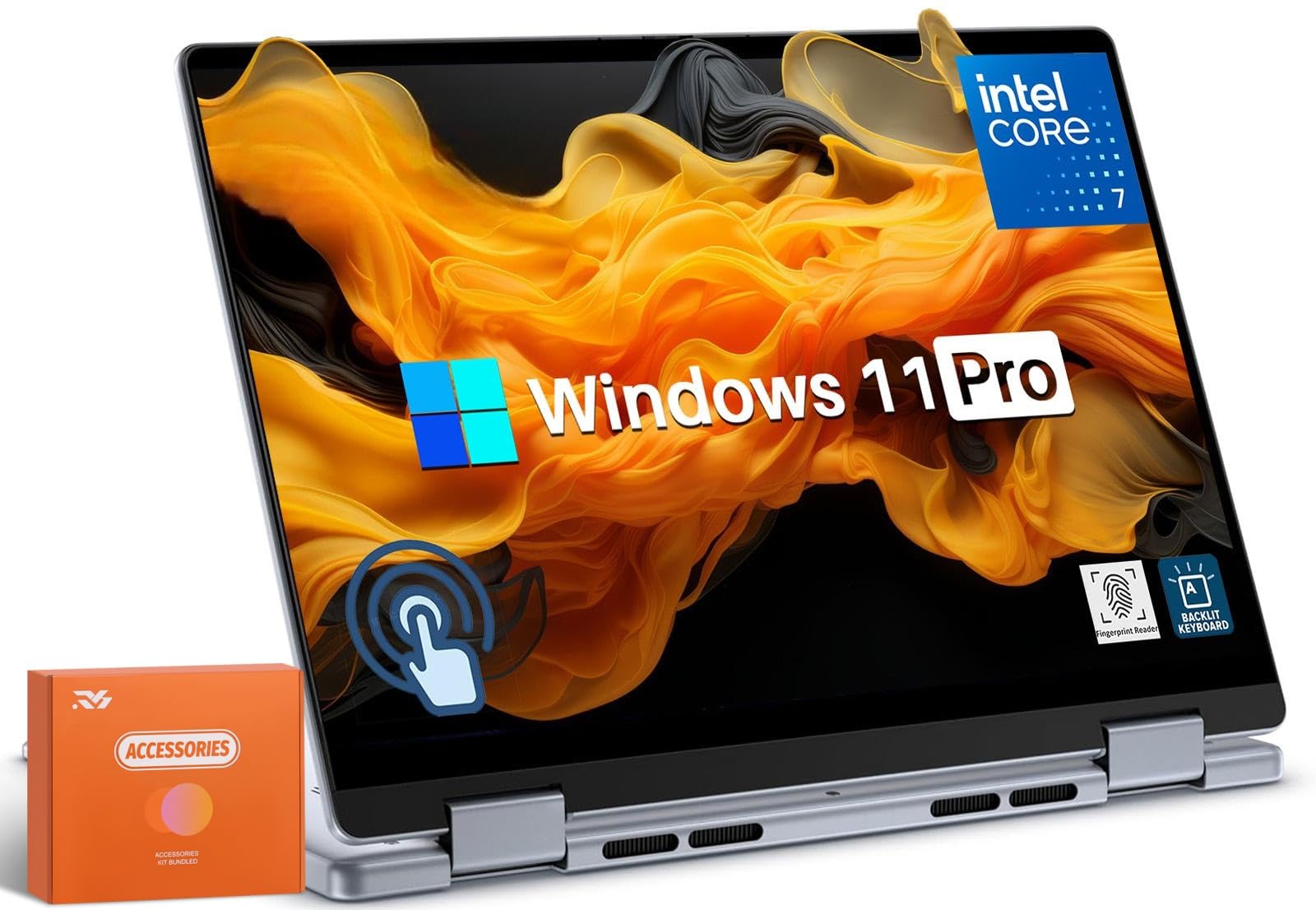 2-in-1 Laptop, Intel Core 7 150U CPU, Copilot-AI, 14" FHD+ Touchscreen, 32GB DDR5 RAM, 1TB SSD, Intel Graphics, Fingerprint, Long Battery Life, Windows 11 Pro,Microsoft Copilot w/RH-Accessories
