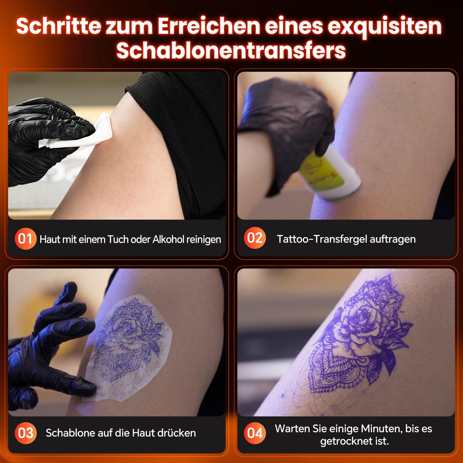 HPRT Tragbarer Bluetooth-Thermo-Tattoo-Aufkleber – Kabelloser Tattoo-Schablonendrucker mit 10 Blatt Druckpapier, DIY-Temporär-Tattoos für Tätowierer und Anfänger, wiederaufladbar über USB