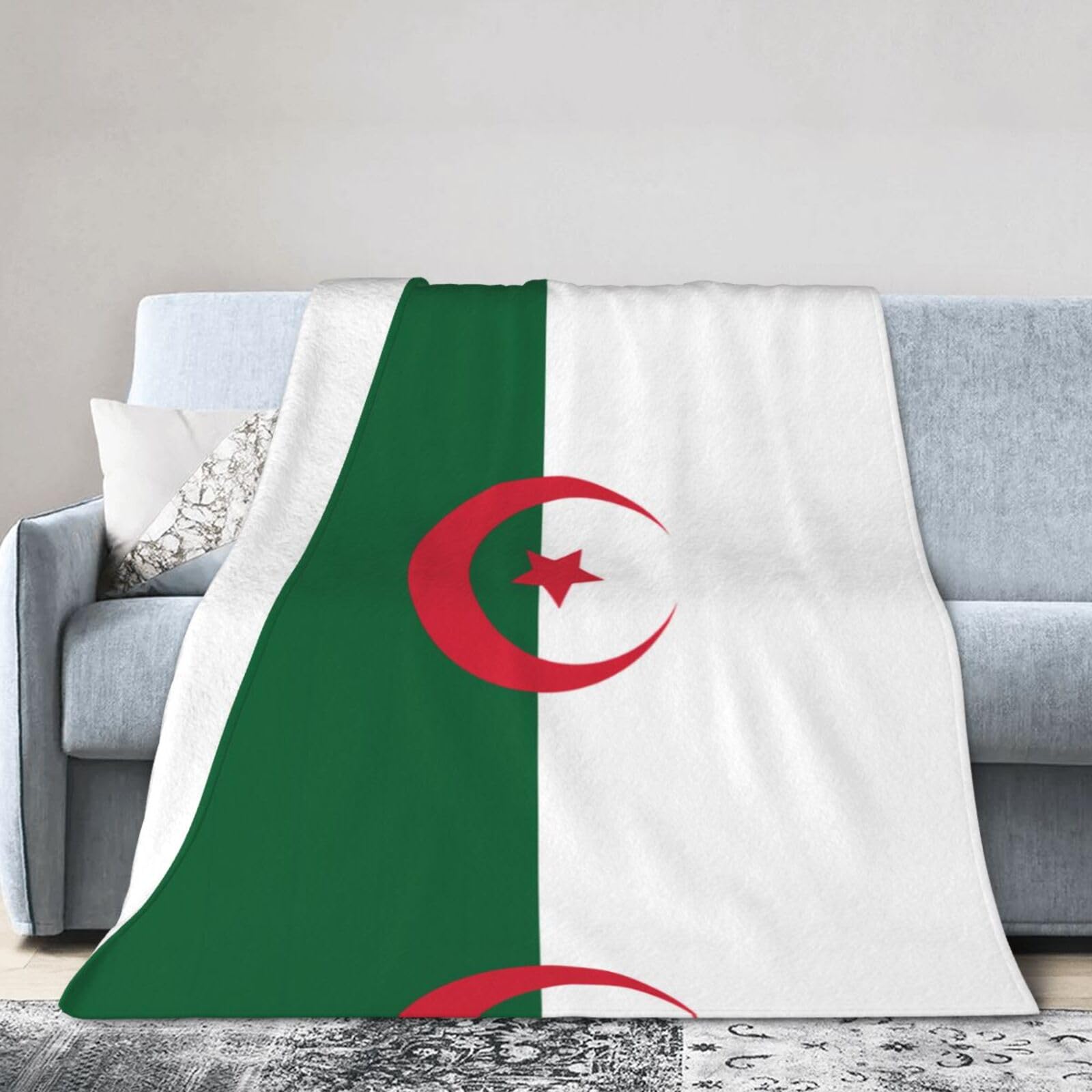 Flag of Algeria 60"x50" Fleece Blanket, Full Size, Super Soft, Suitable for Bed, Sofa, Camping, All Seasons