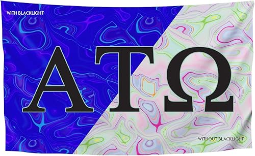 Miniatura 1 de Pro-Graphx Bandera griega de la hermandad y la fraternidad blacklight, 3 pies x 5 pies, Alpha Tau Omega