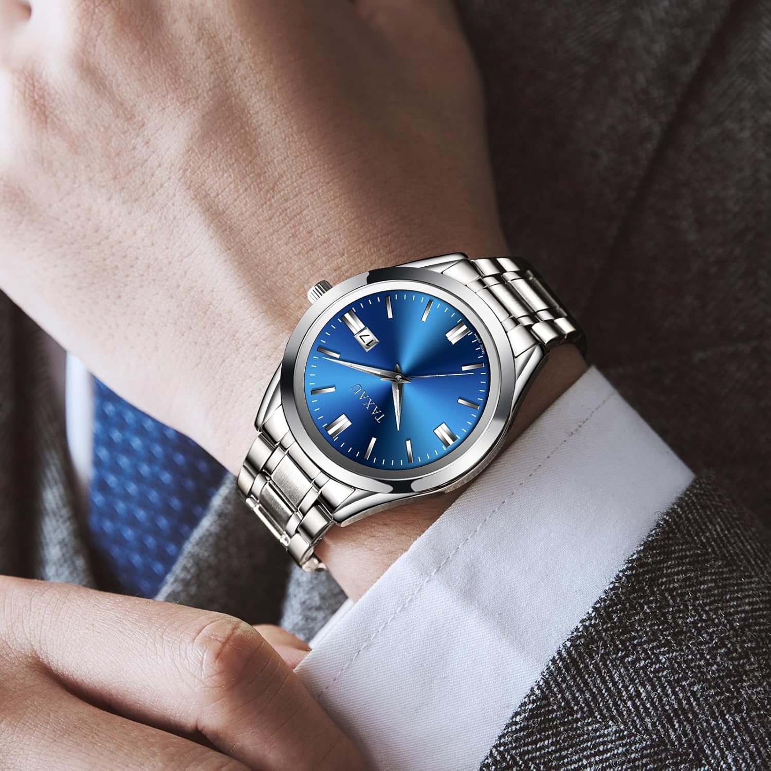 Watch Men Luxury Classic Fashion Watches for Men Large Face Stainless Steel Waterproof Mens Watches Simple Minimalist Easy Read Analog Quartz Fancy Dress Day Date Watch Relojes para Hombres - Image 2