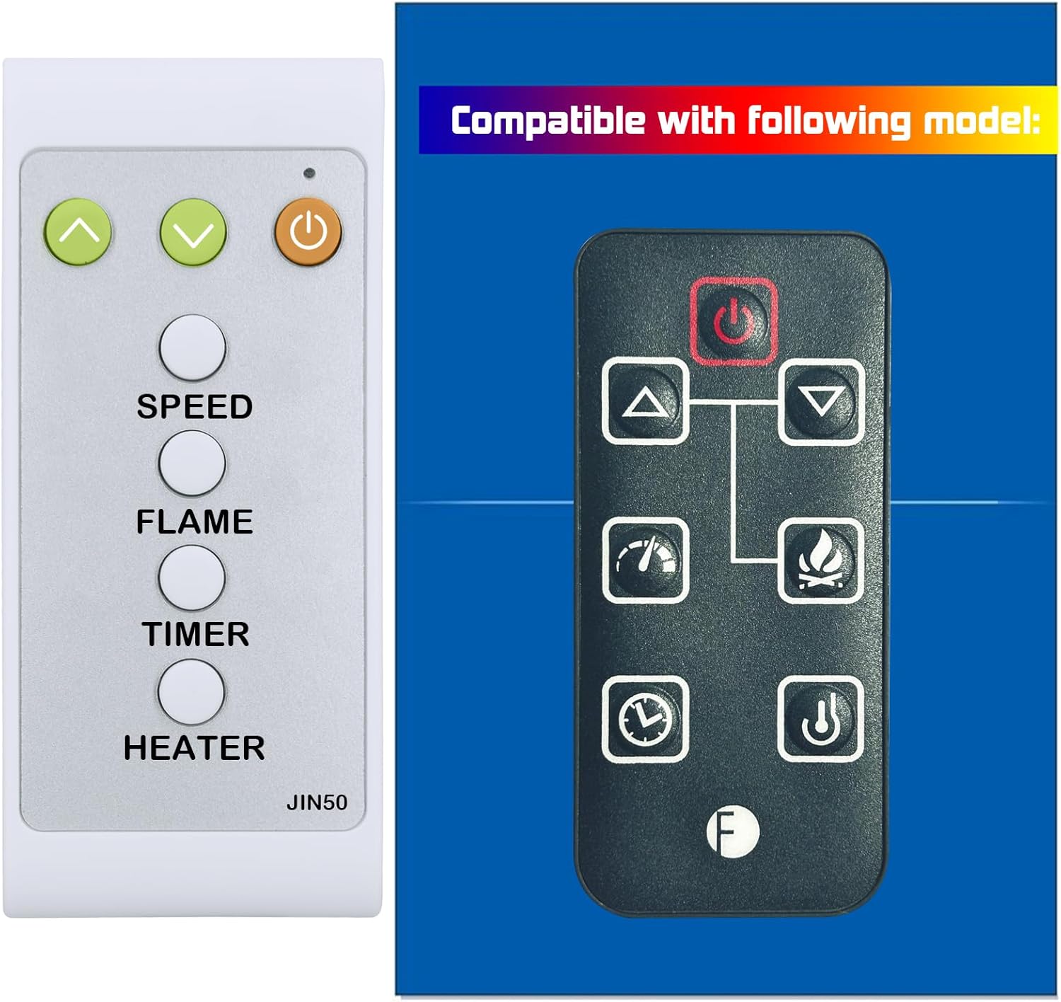 Replacement Remote Control for FEBO Flame Electric Fireplace 19in-28-155 ZHX-28-055 (with Oversized Buttons)
