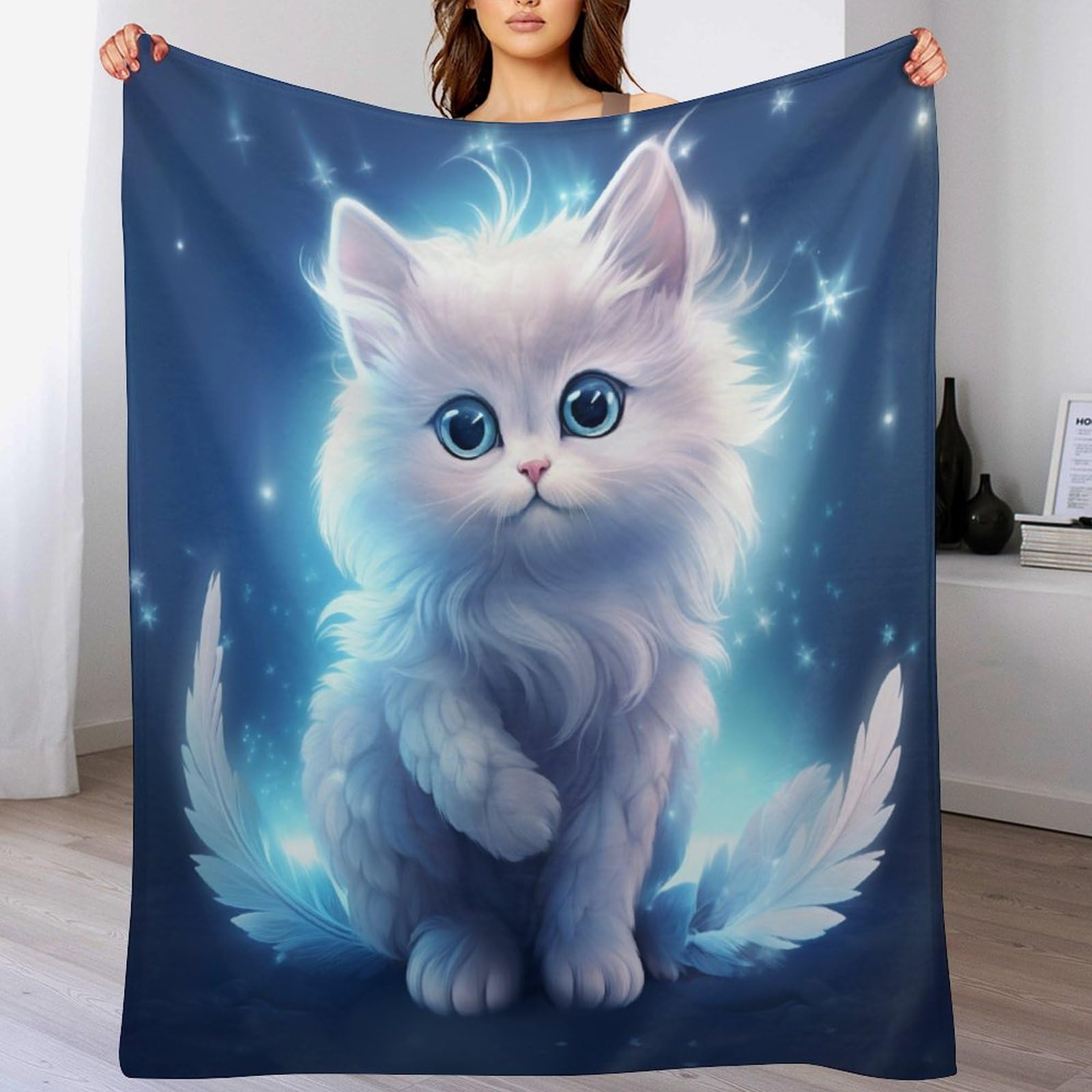 Couverture chat 3D plaid polaire flanelle légère jeté de canapé et linge de lit 130x180