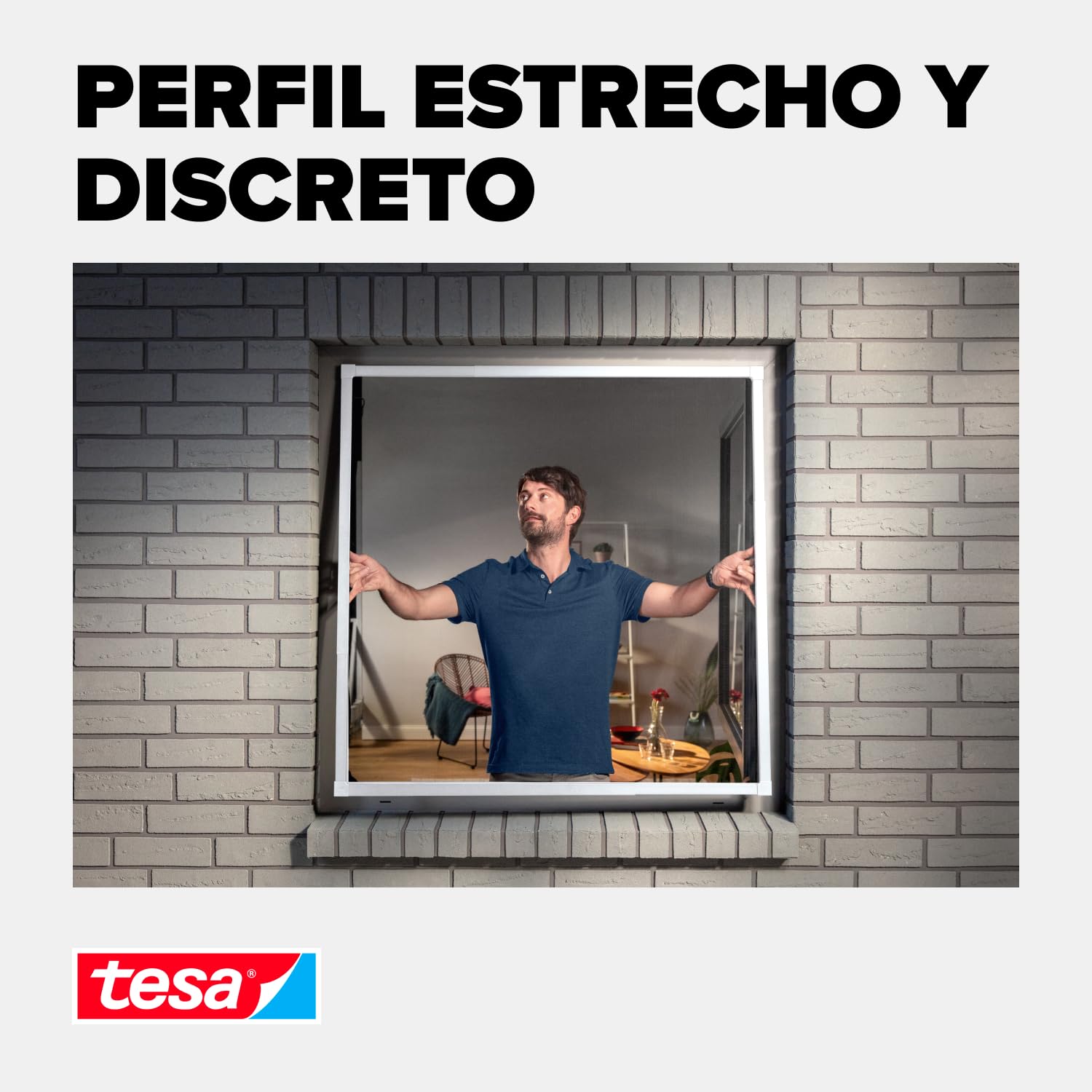 tesa 55214 Insect Stop Plegable de Aluminio,Mosquitera con Marco Telescópico Ajustable,Blanco,80 cm x 80 cm, Blanco, 81 cm x 80 cm a 140 cm x 140 cm