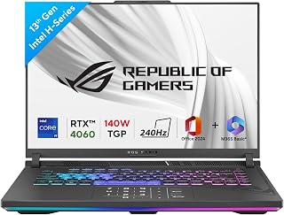 ASUS ROG Strix G16 13th Gen,Intel Core i9-13980HX Gaming Laptop(NVIDIA RTX 4060-8GB/140W TGP/16GB/1TB/QHD+/16"/240Hz/Windows 11/M365 Basic (1Year)*/Office Home 2024/Eclipse Gray/2.50 Kg)G614JV-N4242WS
