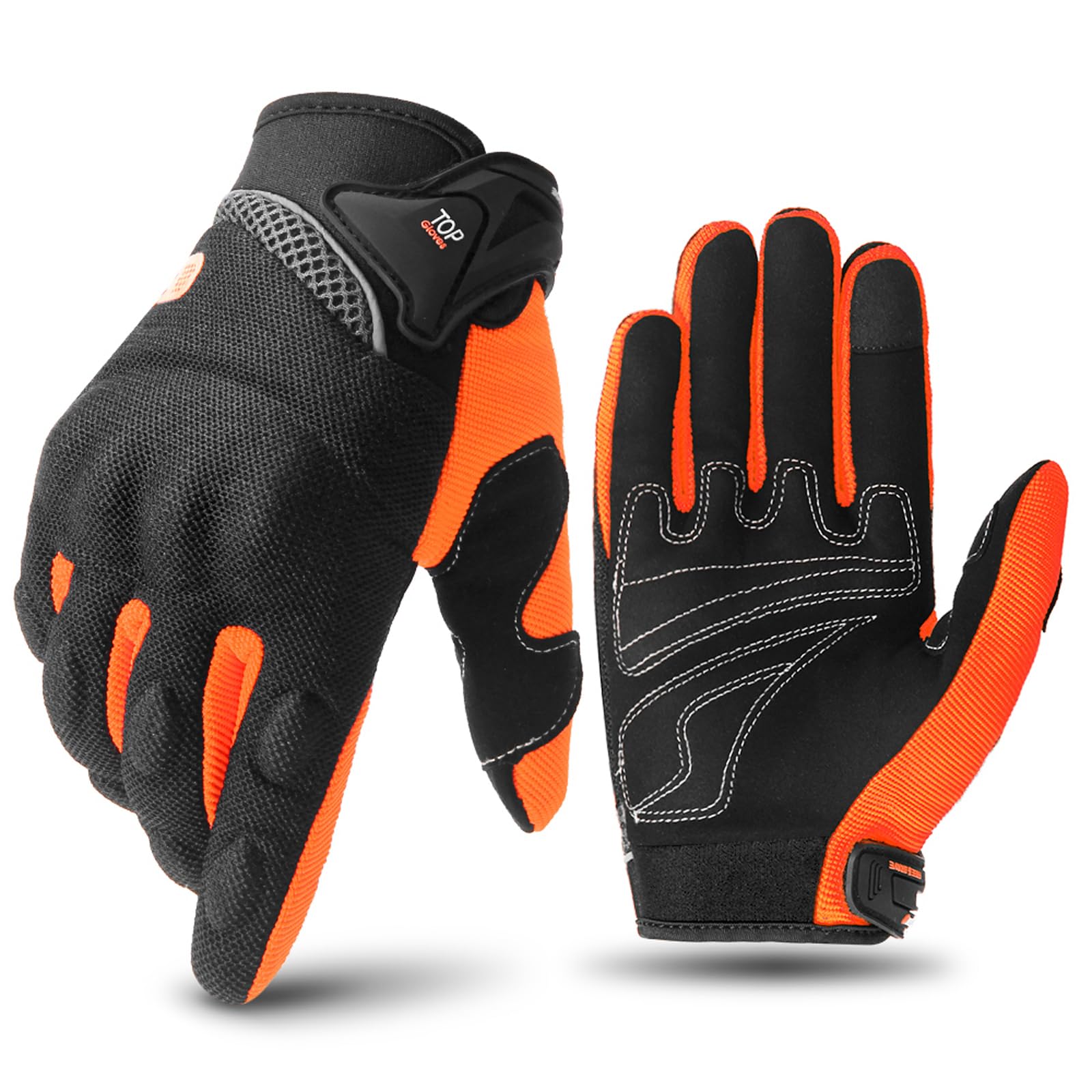 Motorcycle Gloves for Men Finger Protection with Hard Shell Non-Slip 2-Finger Touchscreen Polyester Tactical Gloves for Road Racing