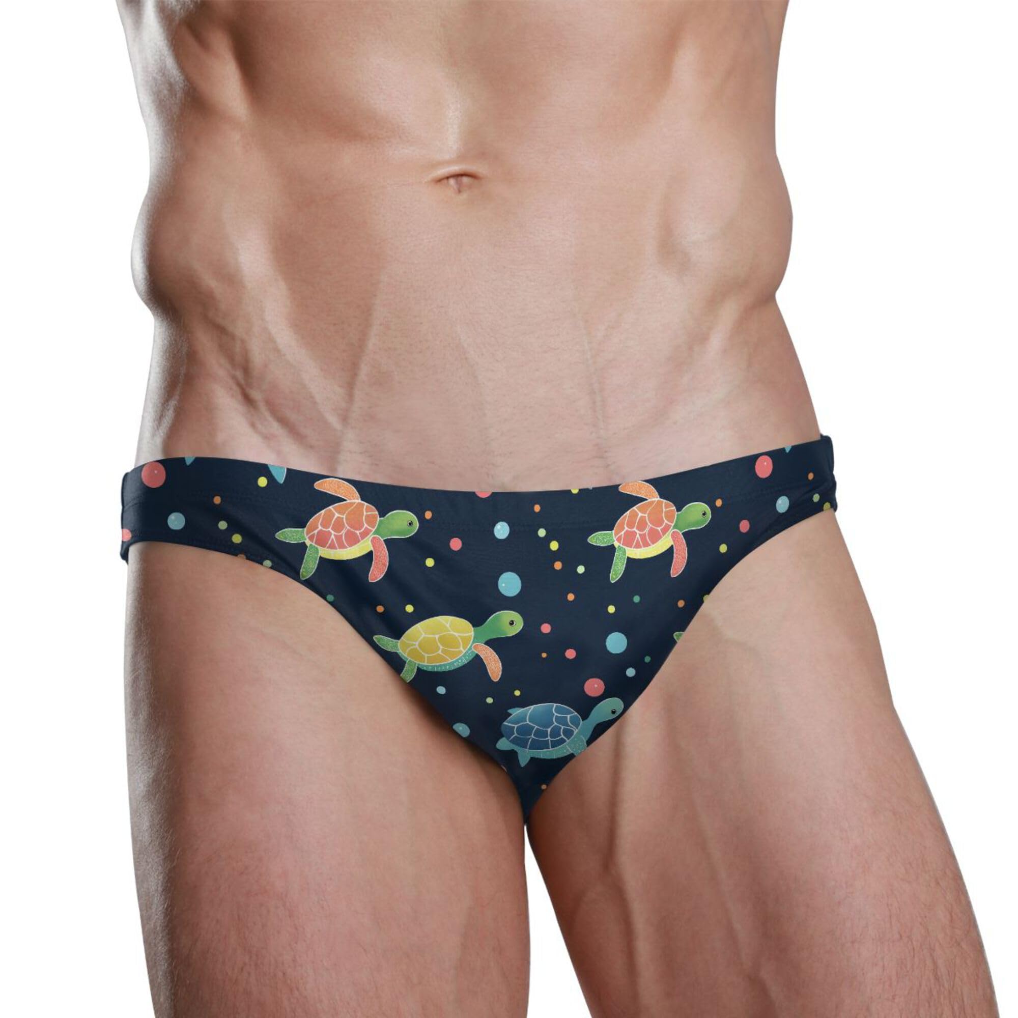 Cute Sea Turtle Mens Swimwear Swim Briefs Bikini Swimsuit for Summer Beach L B0404217