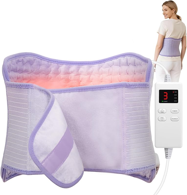 Almohadilla térmica para calambres menstruales y alivio del dolor de espalda, almohadilla térmica eléctrica con 6 niveles de calor y 4 temporizadores, almohadilla térmica húmeda para cuello, hombros, abdomen, regalos ideales para mujeres