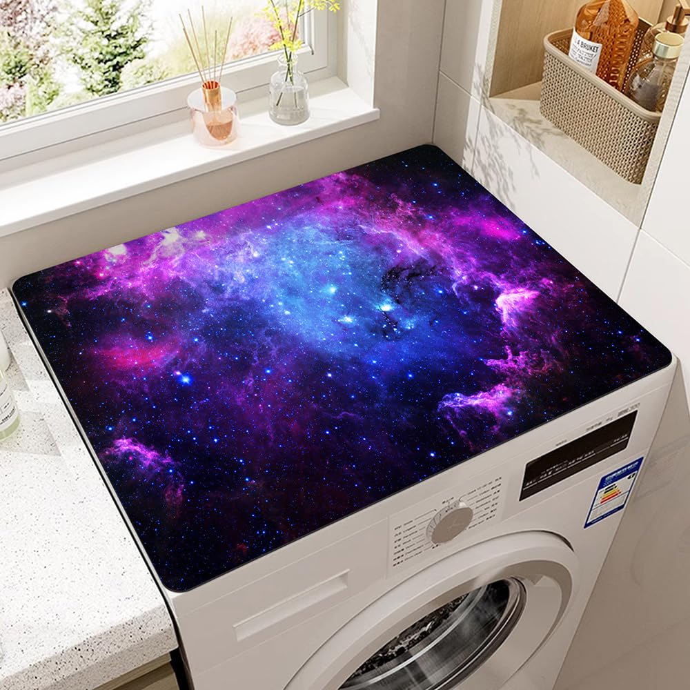 Odot Tapis De Protection Pour Dessus De Machine à Laver, Antidérapant Découpable Housse De Machine à Laver Pour Machine à Laver Ou Sèche-Linge Buanderie Réfrigérateur -Mandala (Bleu,60x60cm