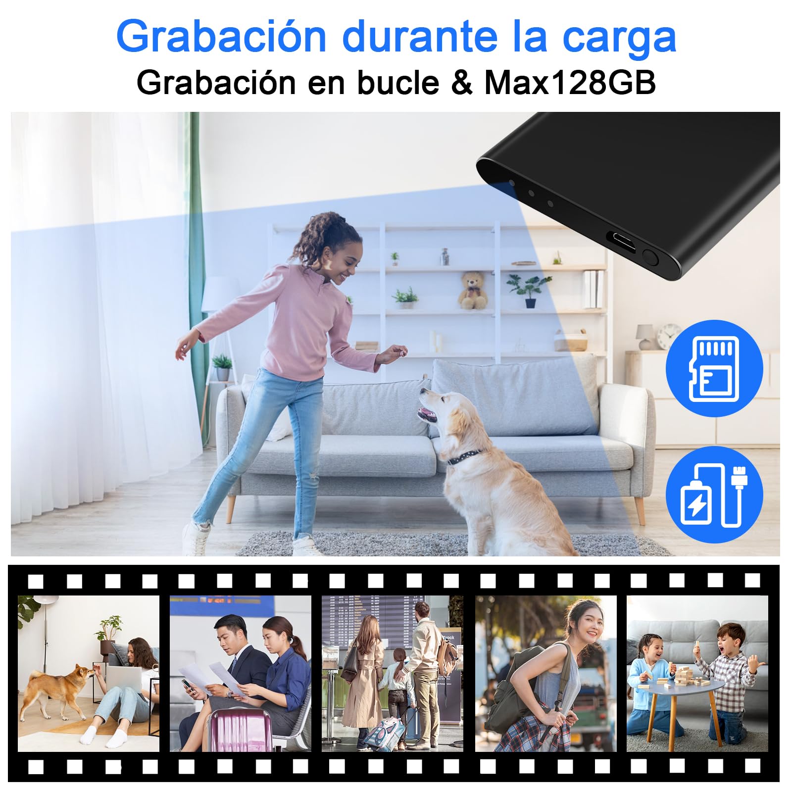 CYI Micro Cámara Espia Oculta 5000mAh, Camaras de Vigilancia sin Cables Camufladas HD 1080, Mini Spy Camera Oculta con Visión Nocturna & Grabación en Bucle para Seguridad en el Hogar