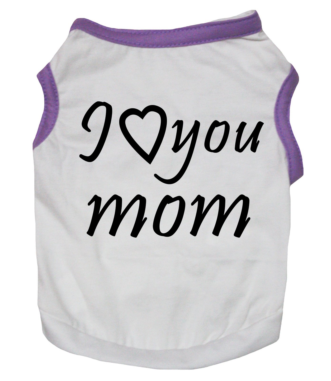 T-shirt I Love You Mom en coton blanc et violet pour lui dire je t'aime au quotidien
