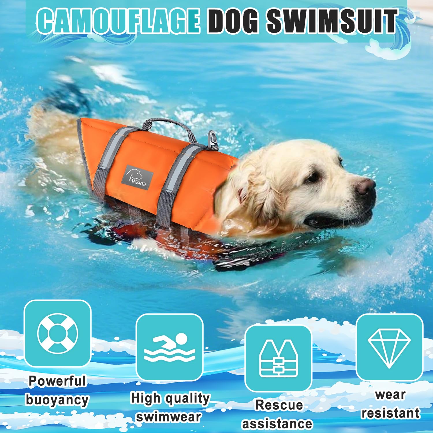 Voarge Dog Life Vest, Swimming Float Jacket Adjustable, Dog Life Jacket for Small Medium - Image 2